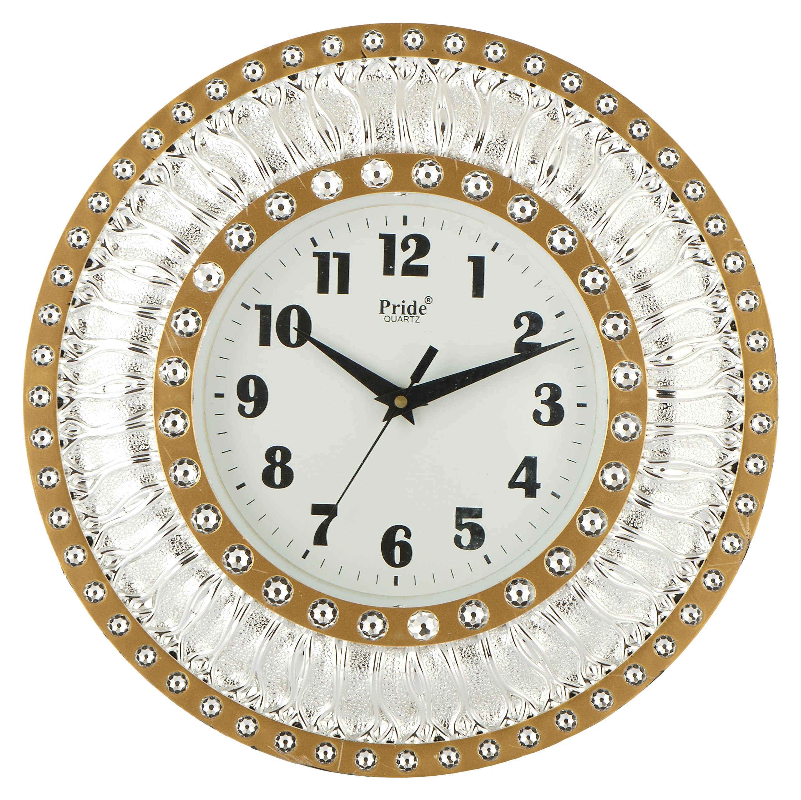 kangroo Plastic Abstract Wall Clock (30 x 5 x 30 cm, Gold & Silver)