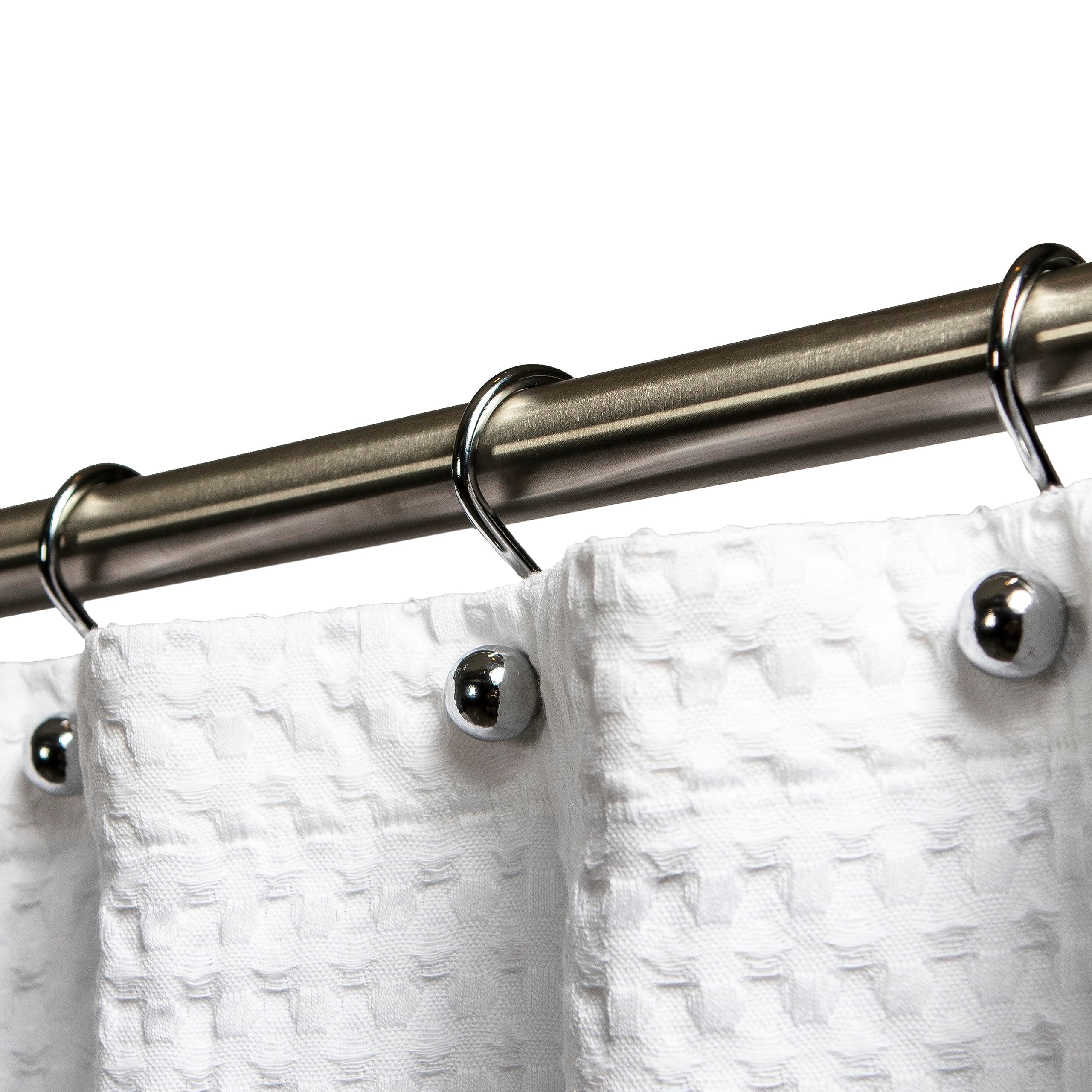Luxury S Shower Curtain Hooks (12-Pack) Hotel Quality Silver Chrome Finish | Bathroom Accessories | Non-Slip Ball End | Easy to Hang