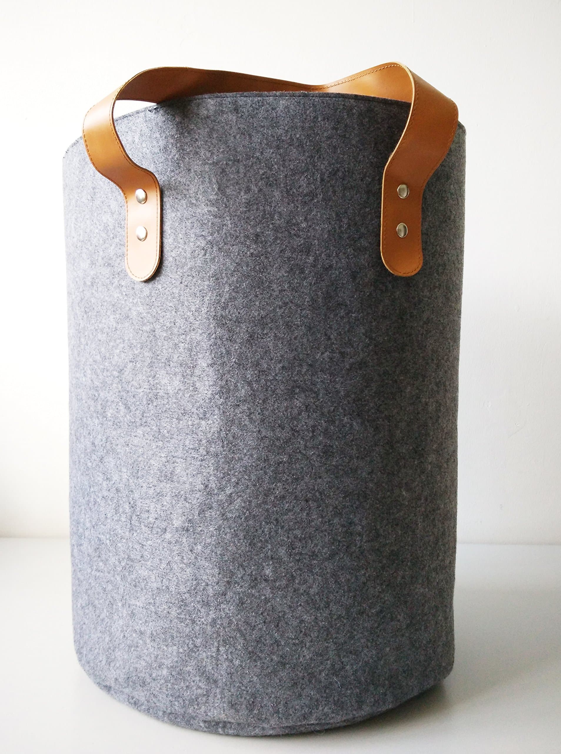 Grey Felt Laundry Basket by Danha: Extra Large (20 x 14 inches) Collapsible Round Unisex Waterproof Hamper