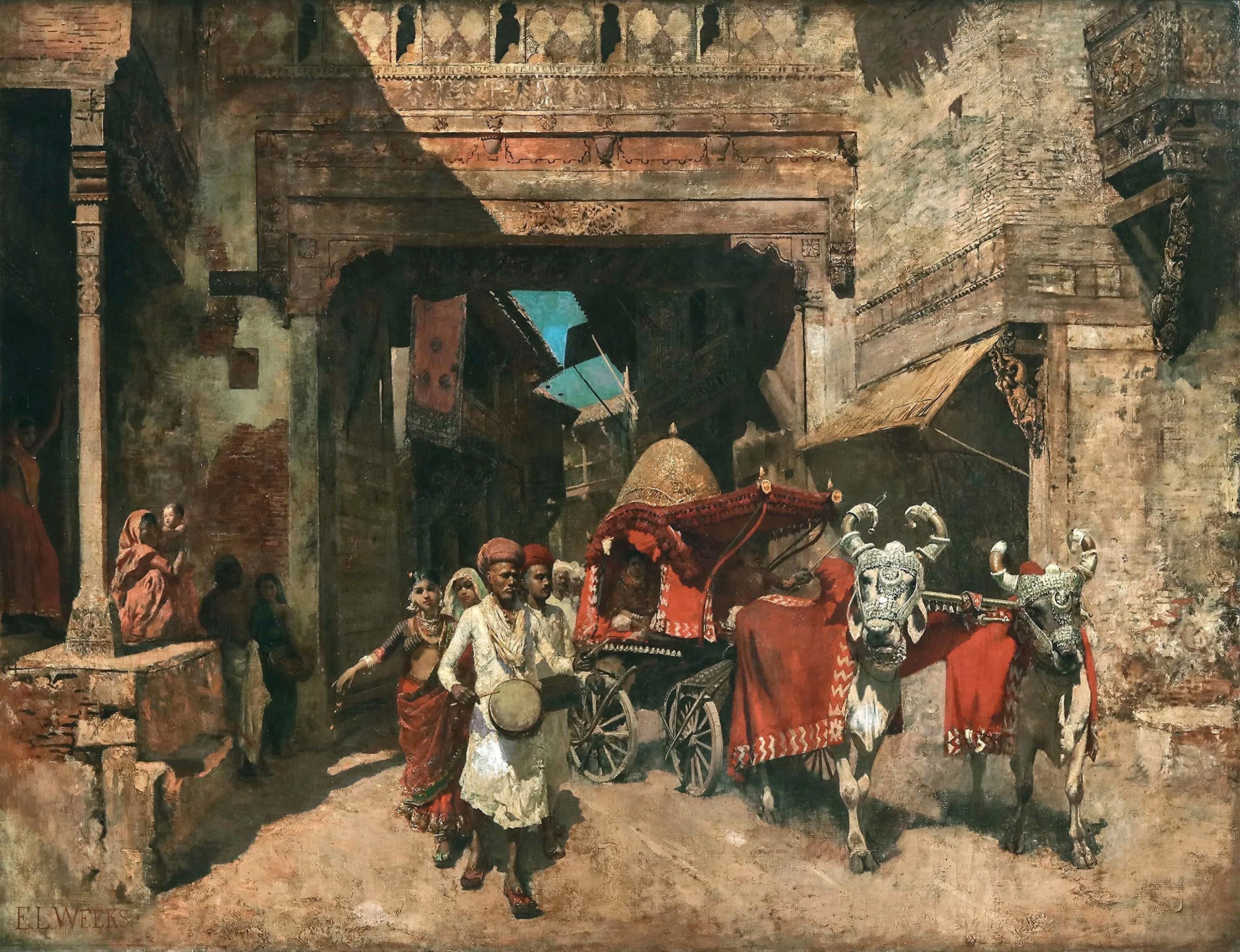 Tallenge - A Wedding Procession in India - Edwin Lord Weeks - Orientalist Masterpiece Painting - Small Poster(Paper,12x17 inches, Multicolour)