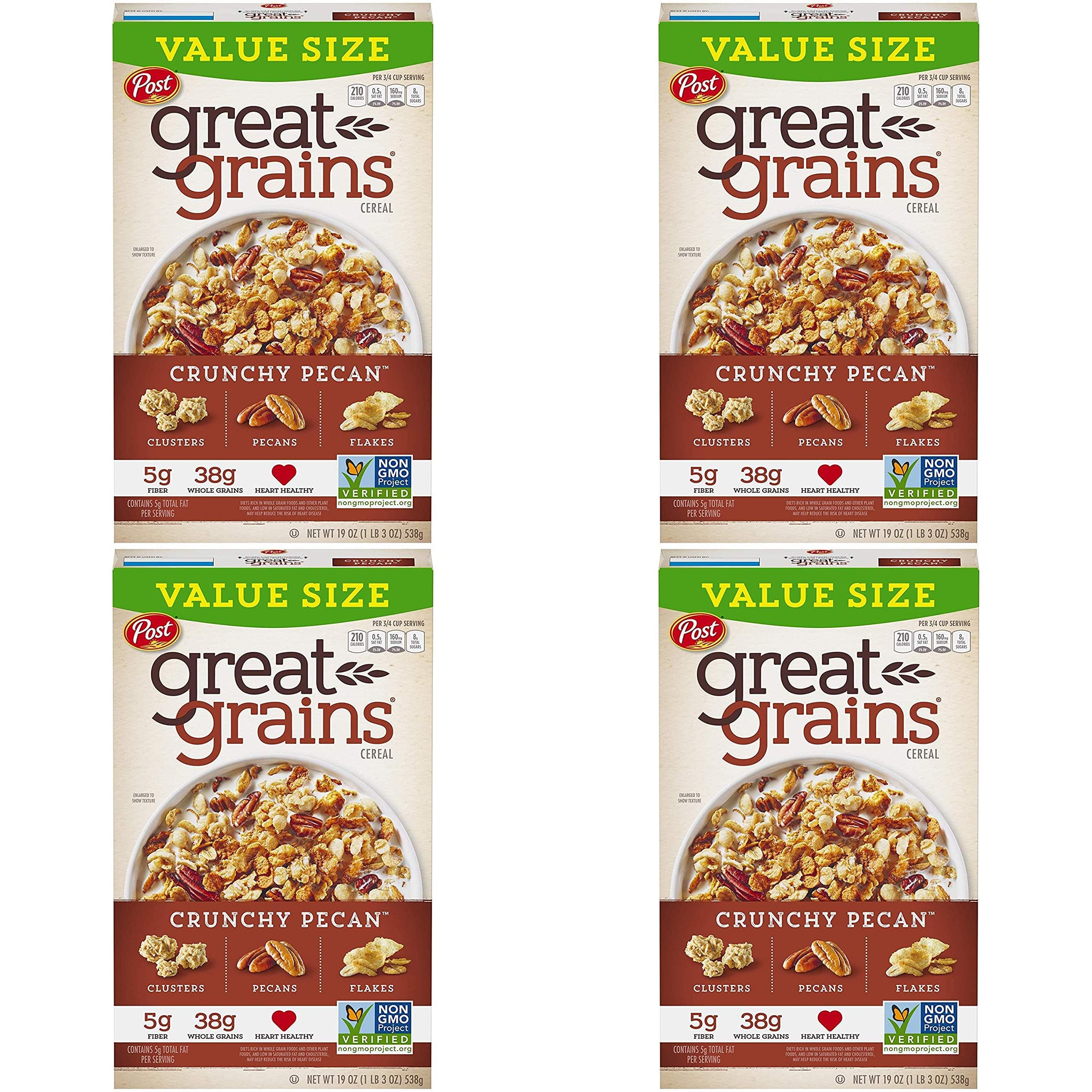 Post Selects Cereal, Great Grains Crunchy Pecan, 16 oz (Pack of 4) Pack of 4