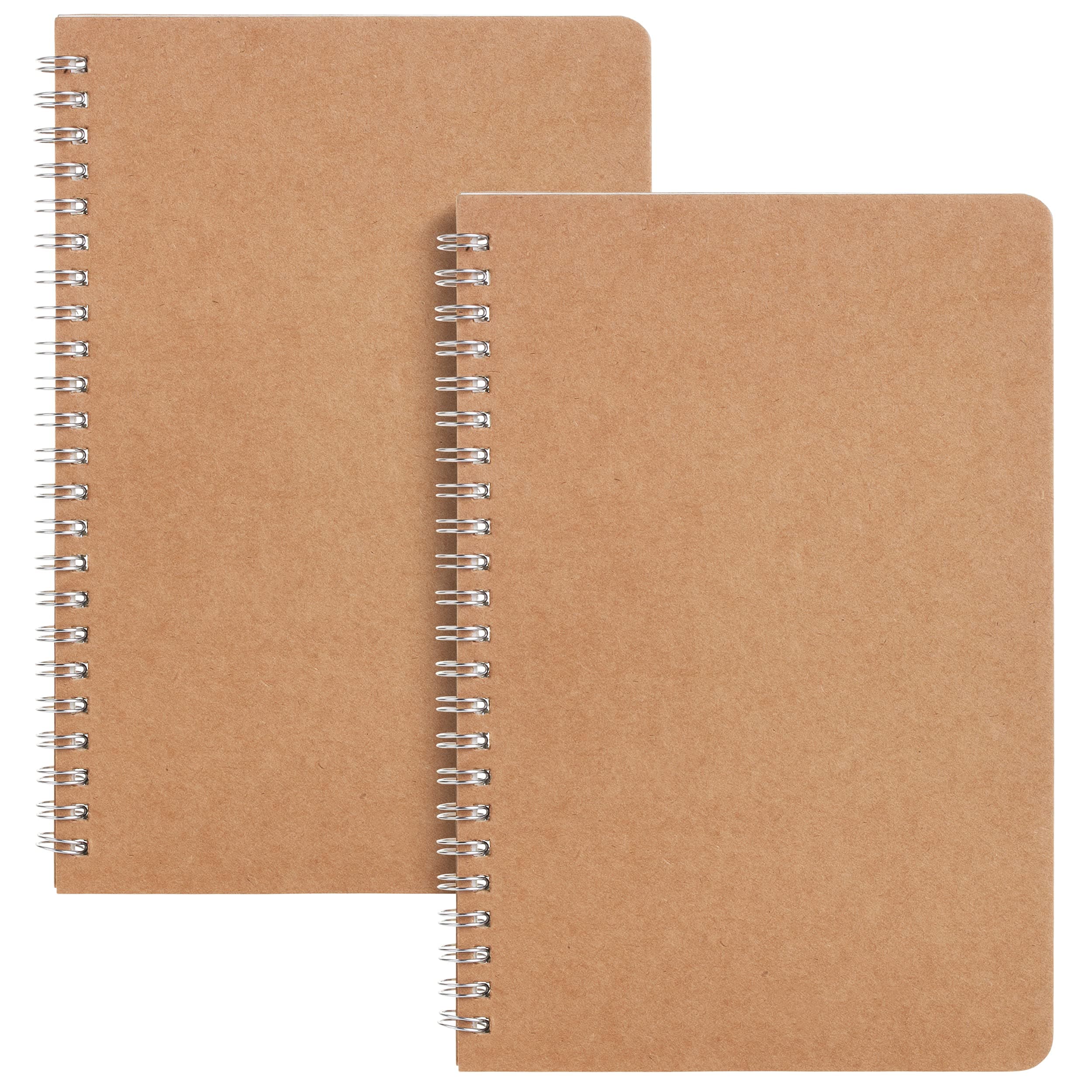 Mr. Pen- Spiral Notebook, A5, Kraft Cover, 2 Pack, 80 Pages, Sketch Book, Drawing Notebook, Notebook Spiral, Spiral Bound Notebook, Spiral Sketchbook, Blank Journal Notebook, Unlined Notebook