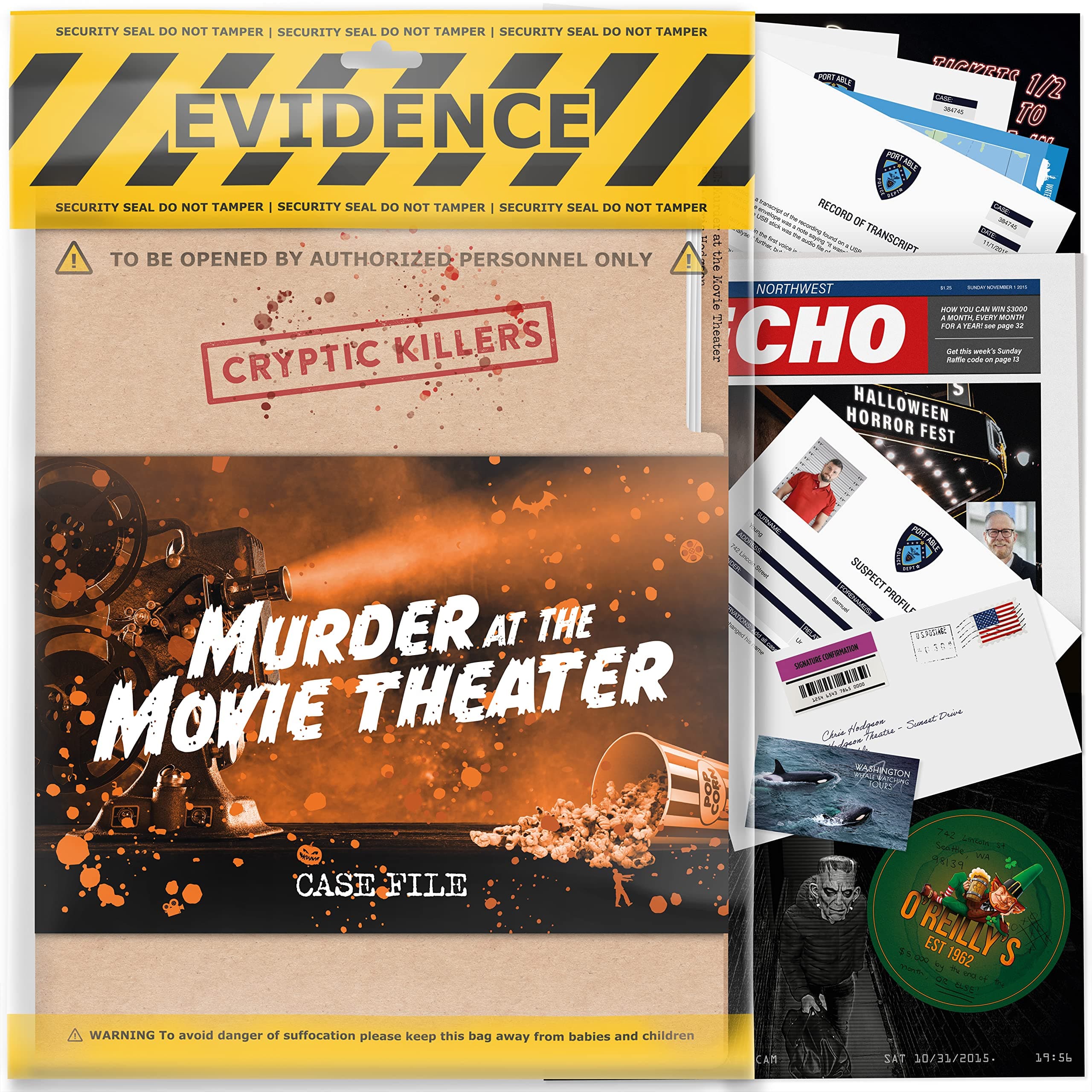Unsolved Murder Mystery Game - Cold Case File Investigation - Detective Clues/Evidence - Solve The Crime - Individuals, Date Nights & Party Groups - Murder at The Movie Theater