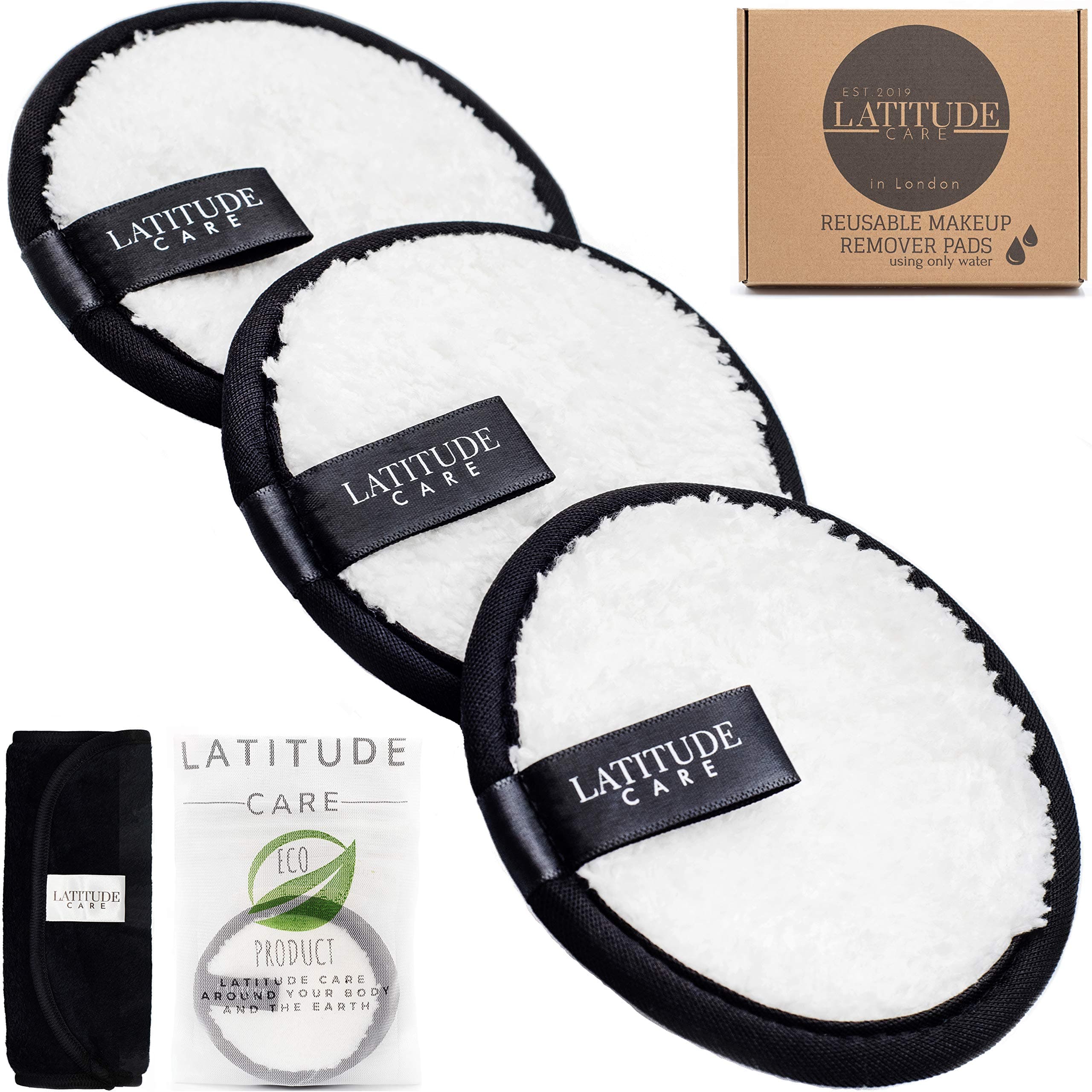 Reusable Makeup Remover Pads - 3 Pack with Face Cloth and Laundry Bag - Using Only Water – Washable and Eco-Friendly Eye Makeup Remover Pads - Makeup Remover Cloth For All Skin Type by Latitude Care