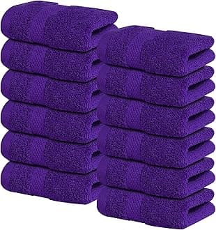 Luxury Wash Cloths for Showering [13x13] – 100% Cotton Washcloths [Pack of 12], Soft and Absorbent Face Towels for Bathroom Wash Clothes, Gym, and Spa (Profound Purple)