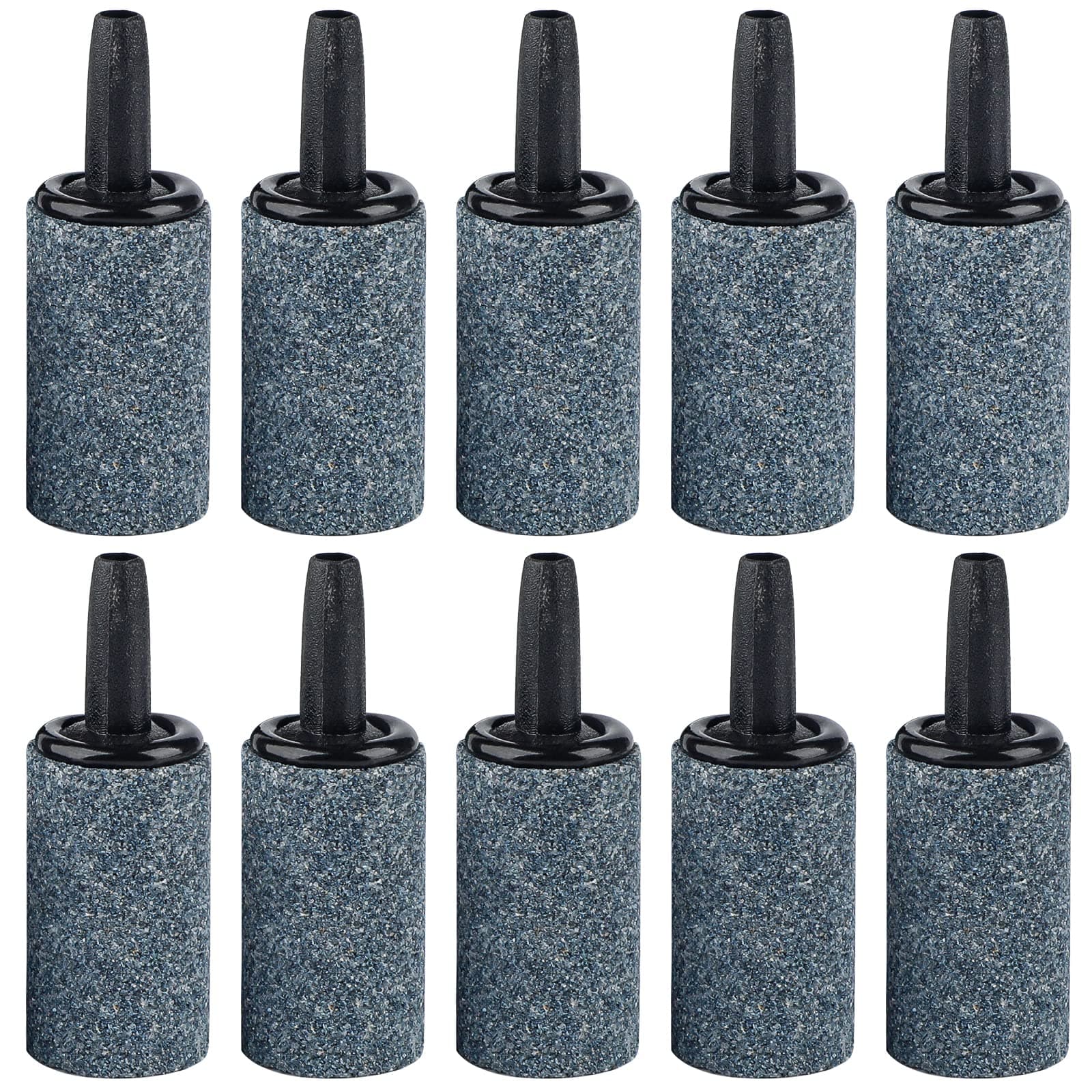 Pawfly 1 Inch Air Stone 10 Pieces Cylinder Bubble Diffuser Airstones for Aquarium Fish Tank Pump and Hydroponics Grey/Blue