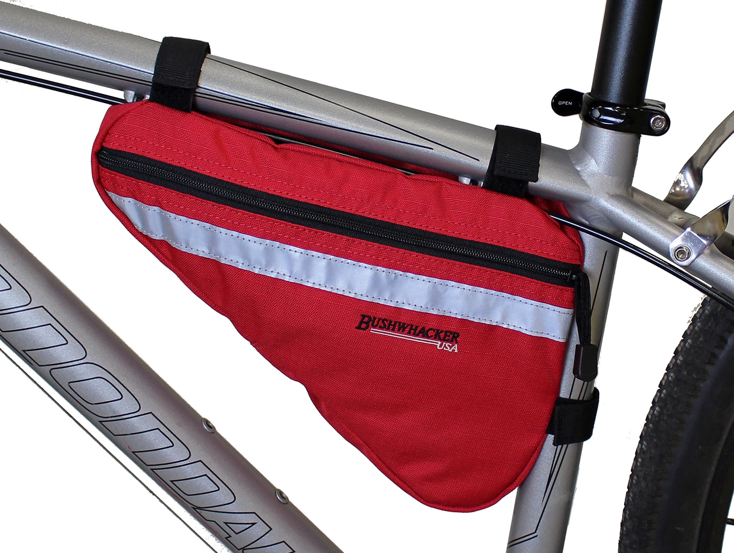 Bushwhacker Gallup Red - Medium Triangle Bicycle Frame Bag w/Reflective Trim Cycling Pack Bike Under Seat Top Tube Bag Front Rear Accessories Crossbar