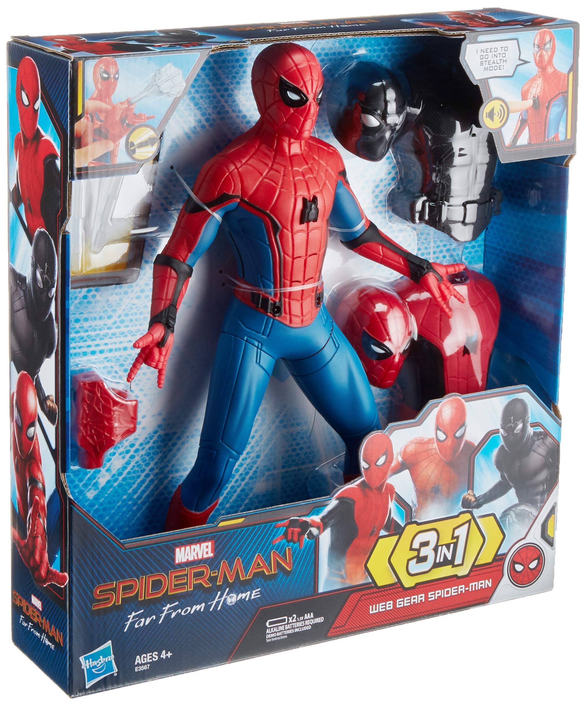 Spider-Man: Far from Home Deluxe 13-Inch-Scale Web Gear Spider-Man Action Figure with Sound FX, Suit Upgrades, and Web Blaster Accessory