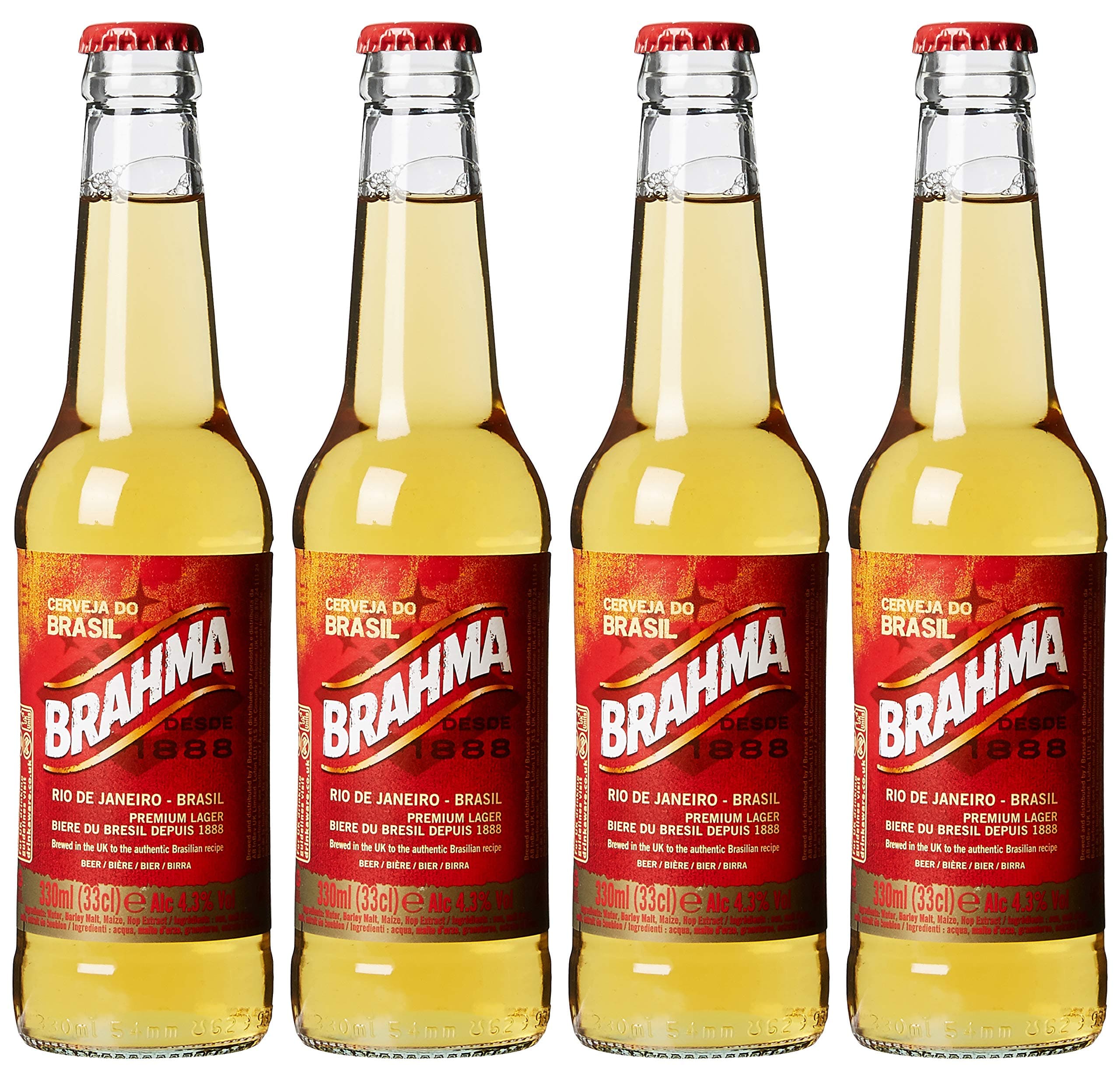 Brahma Lager Bottle, 4 x 330 ml