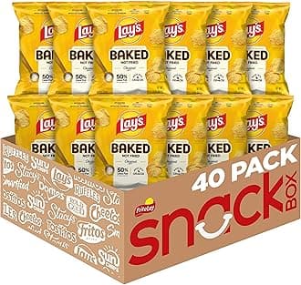 Baked Lay’s Potato Chips, Original, 0.875 oz Bags, (40 Pack), 50% Less Fat, Gluten Free, No Artificial Flavors, No Colors from Artificial Sources