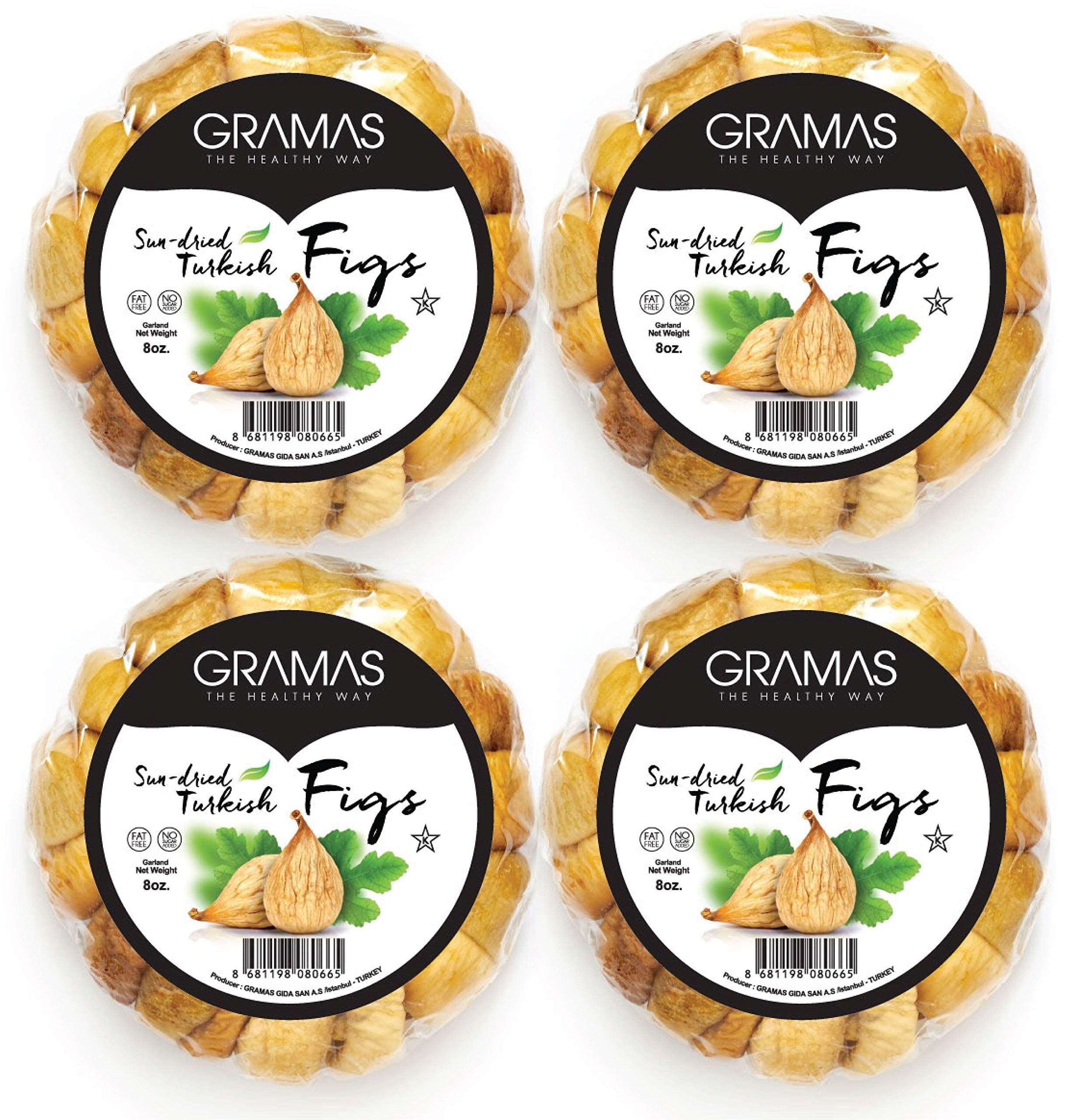 - Gramas 2 lbs Natural Sun-Dried Turkish Figs, 4 Individually Packed Gluten-Free Calimyrna Figs, Non-GMO, No Added Sugar, No Sulfur, No Preservatives, Kosher (32oz, 8oz each)