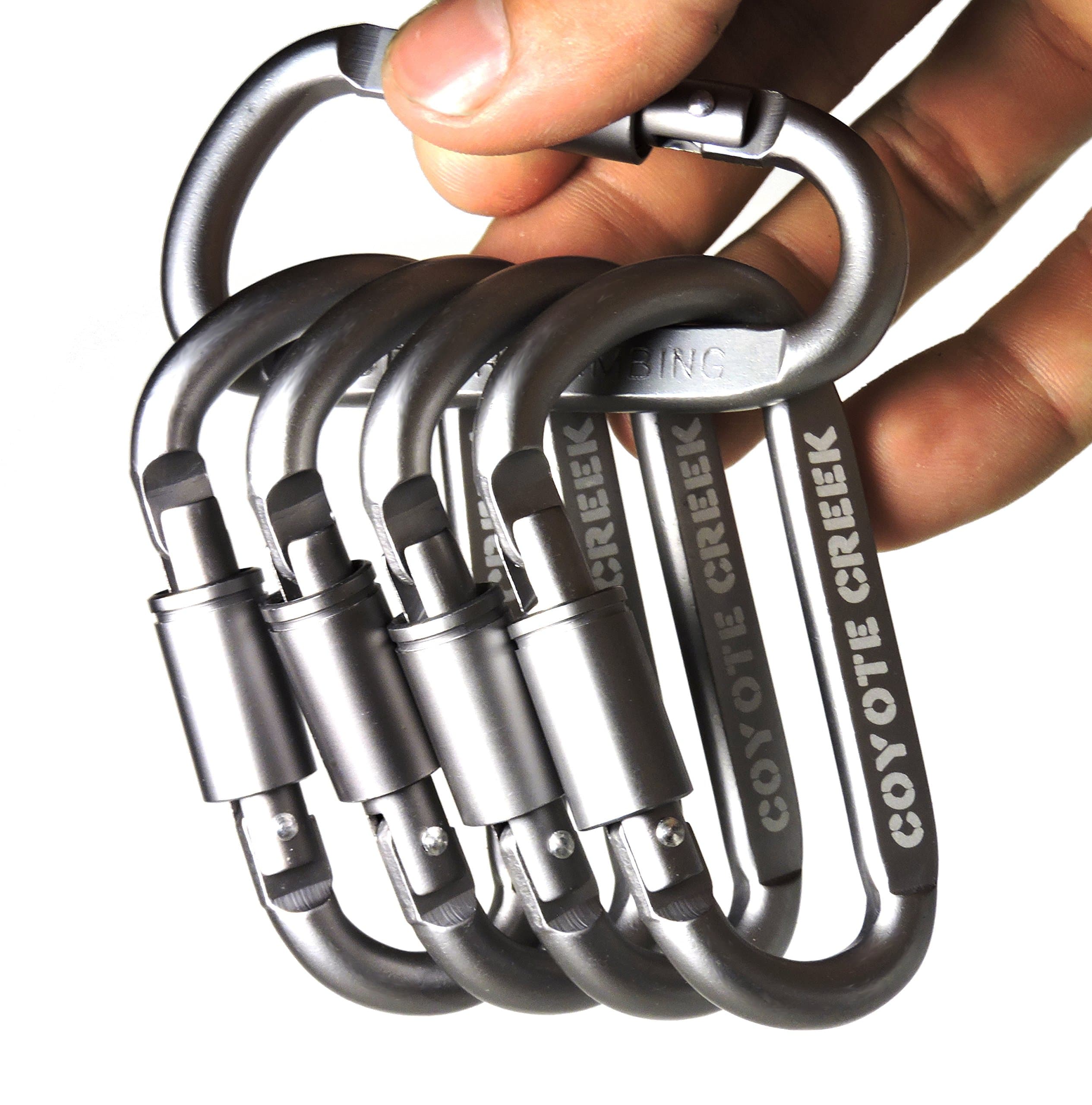 5PCS Aluminum D-RING Locking Carabiner Clip Camping Spring Hook Hiking Keychain Carabiner