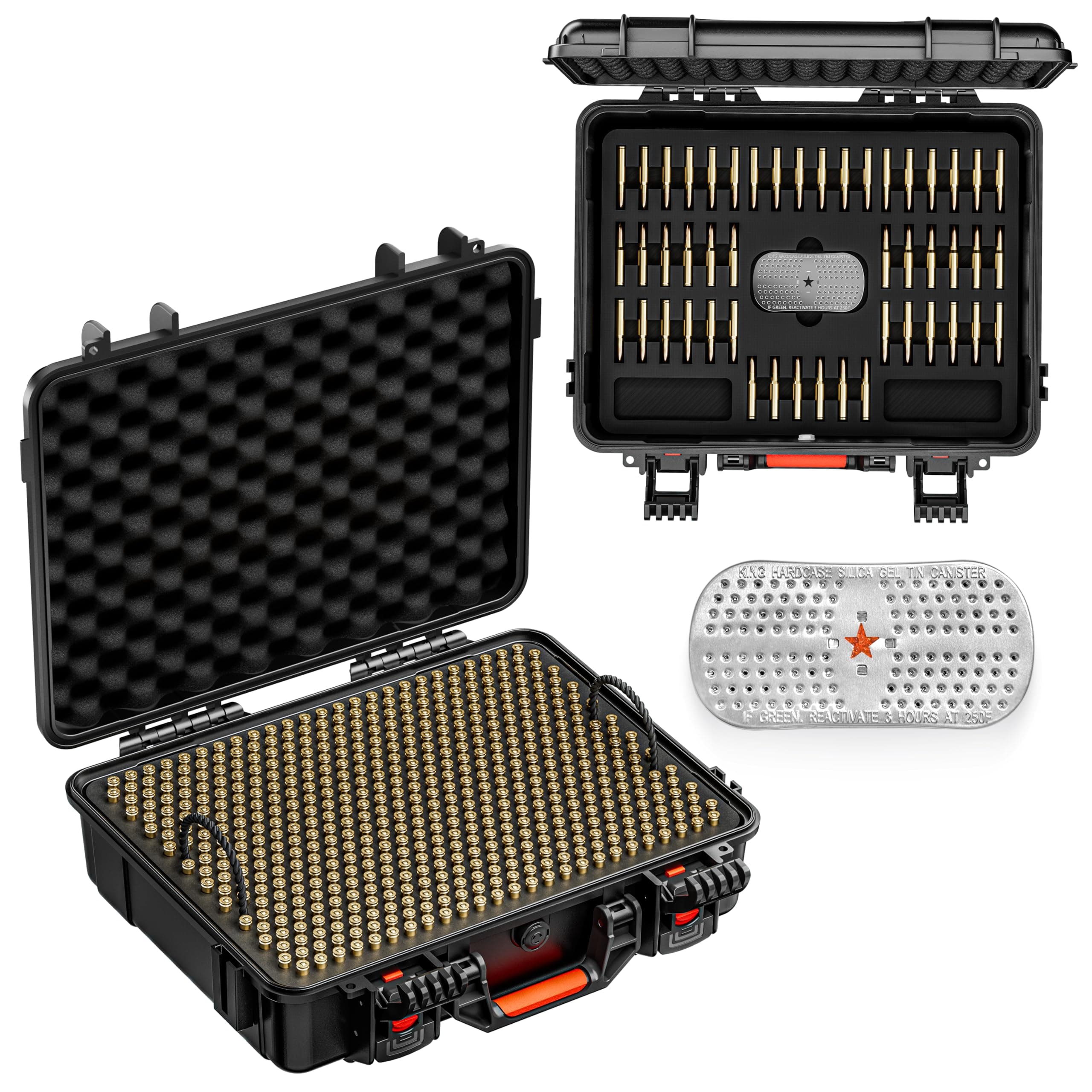 Kinghardcase Waterproof 5.56/223 Ammo Case - 200 Round Bullet Locking Storage Box - Mil-Spec Travel Safe for 5.56 223 Ammo/Bullet