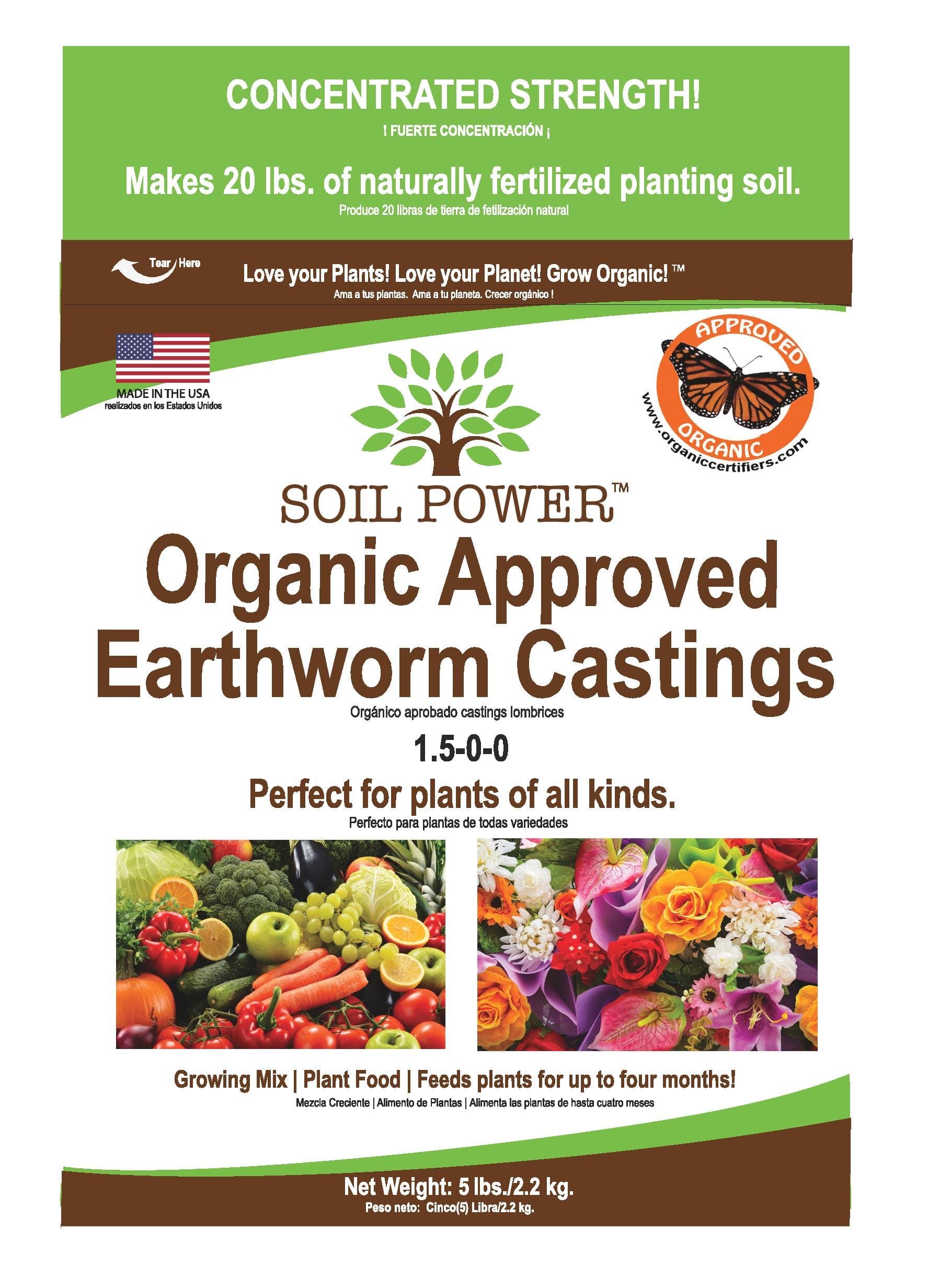 SPPRANDOM Soil Power Organic Earthworm Castings, 5 Lbs.