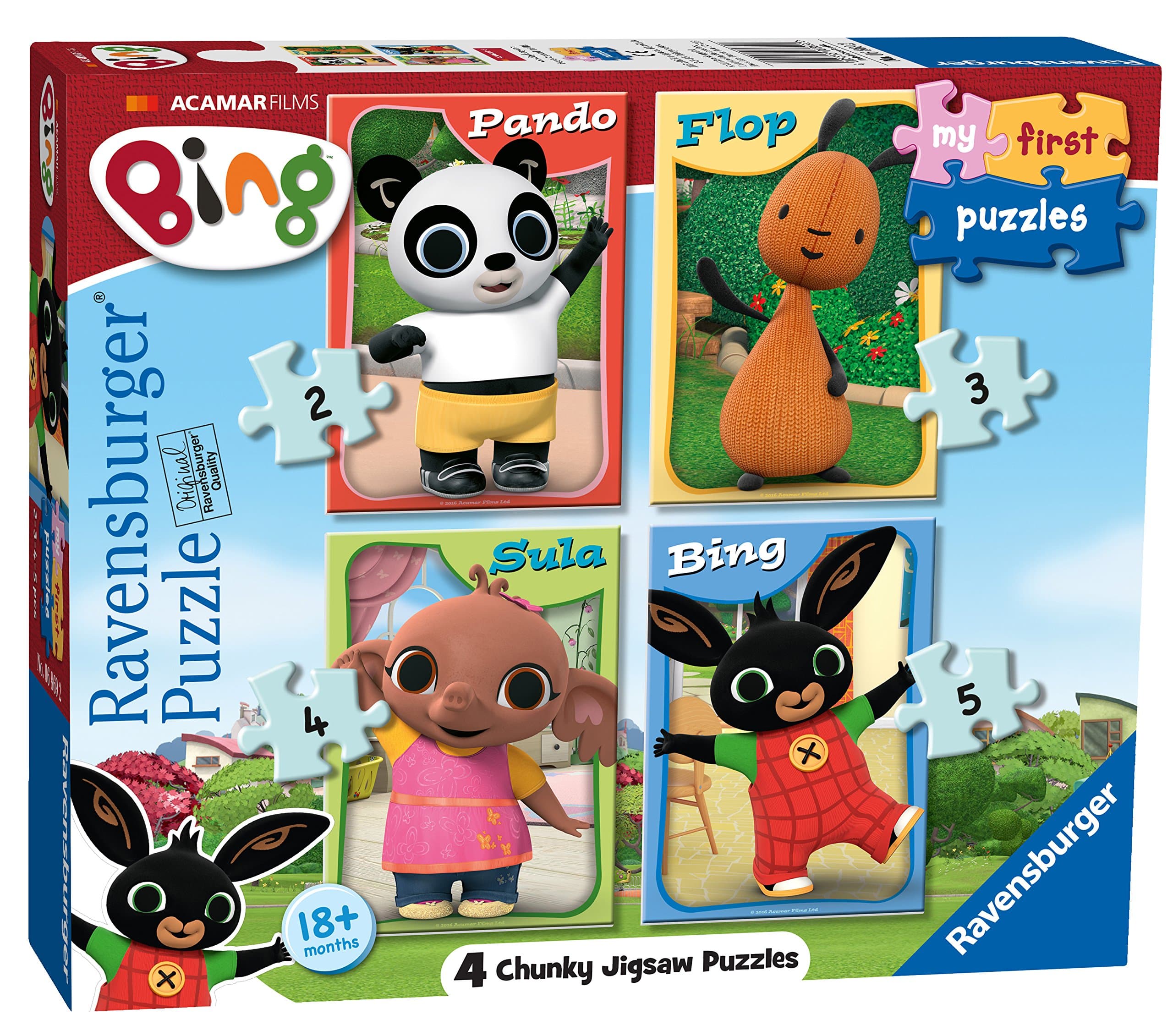 Ravensburger Bing Bunny - My First Jigsaw Puzzles (2, 3, 4 & 5pc) Toddler Toy for Kids 18 Months and Up