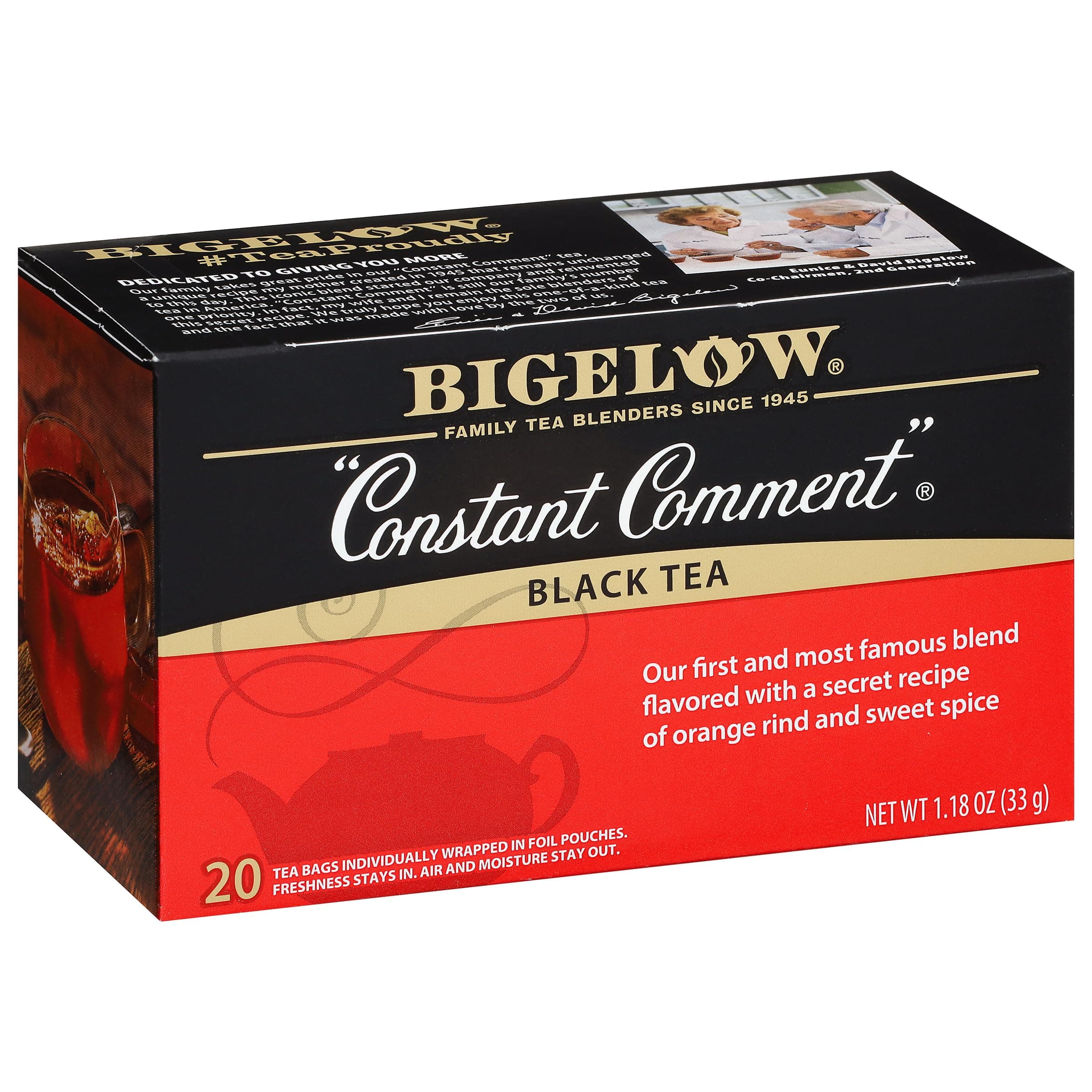 Bigelow Constant Comment Tea - 20-Count Boxes (Pack of 6), Caffeinated Individual Black Tea Bags for Hot or Iced, Drink Plain or Sweetened With Honey or Sugar