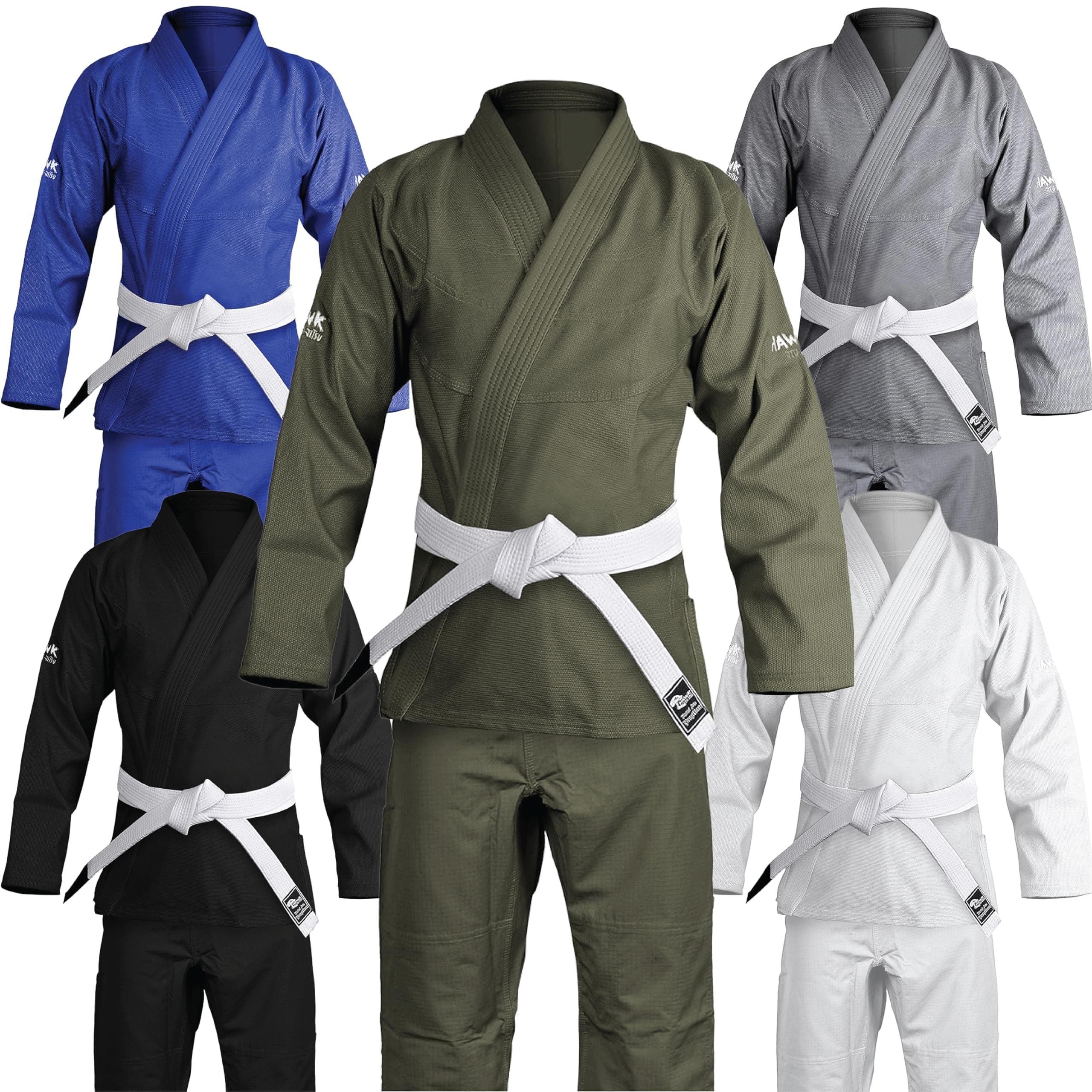 Hawk Sports Brazilian Jiu Jitsu Gi for Men and Women with Jacket, Pants, and White Belt for Martial Arts Training