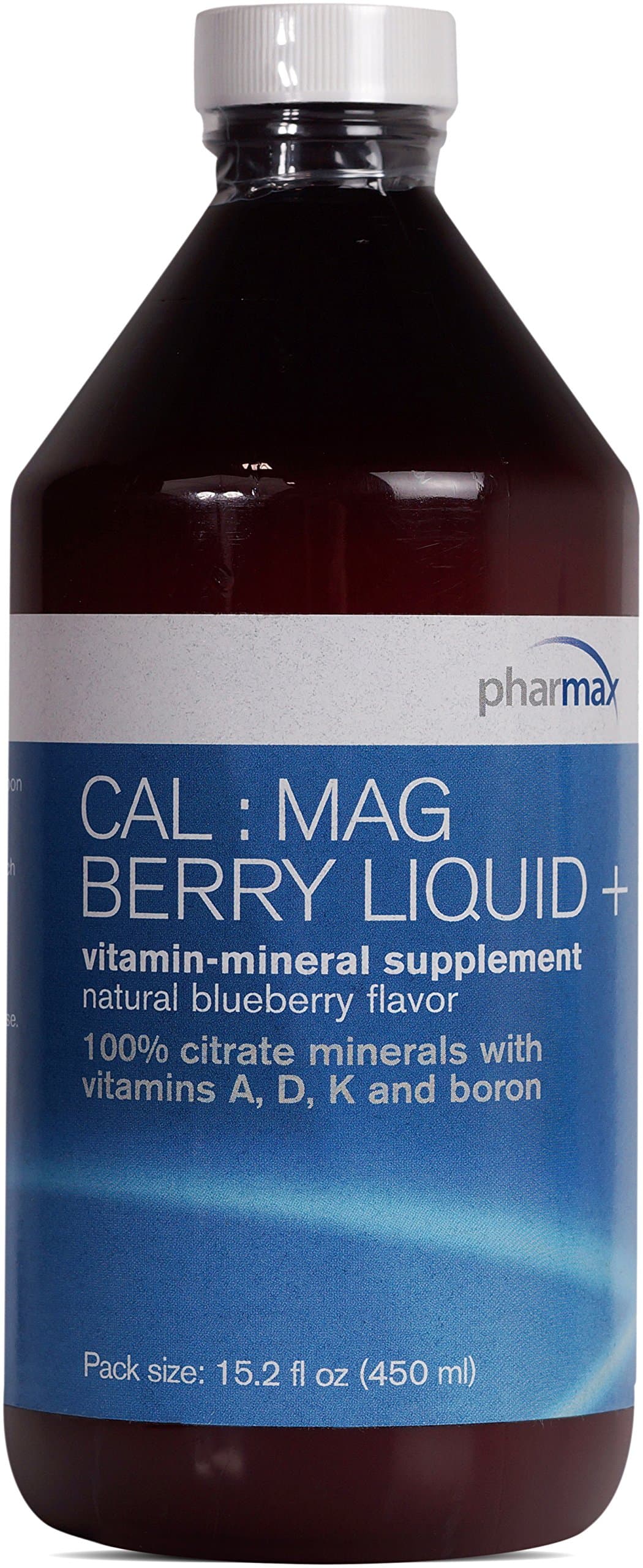 Pharmax Cal : Mag Berry Liquid + | Comprehensive Bone Support Formula | 15.2 fl. oz. | Natural Blueberry Flavor