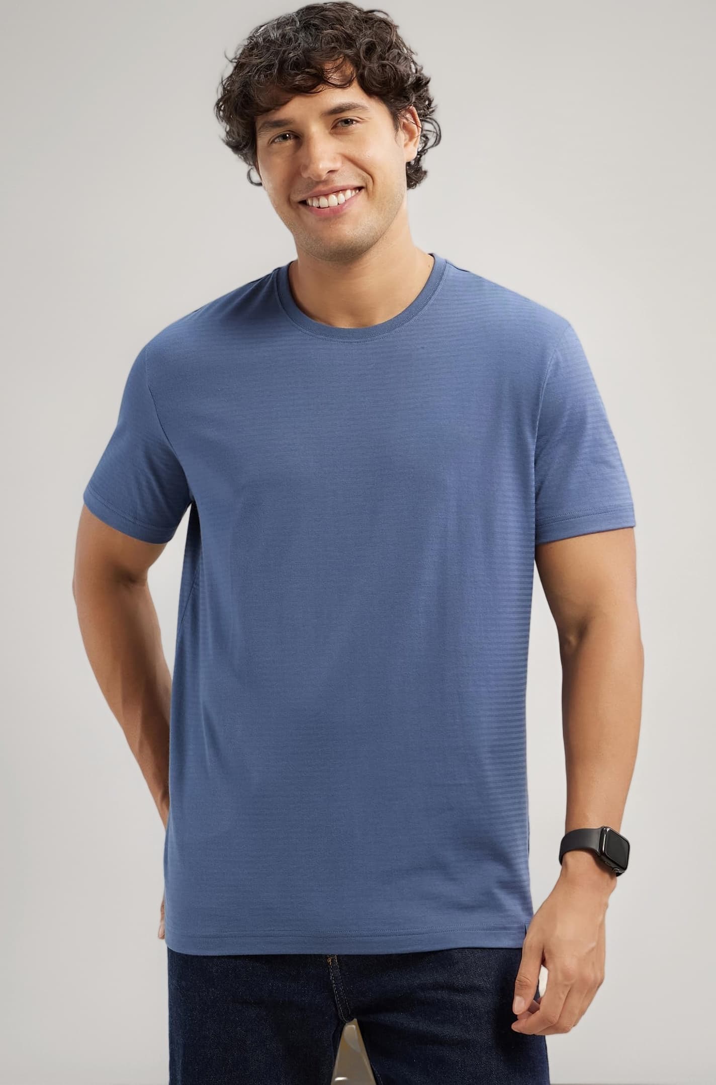 IM21 Men's Super Combed Supima Cotton Solid Regular Fit Round Neck Half Sleeve T-Shirt