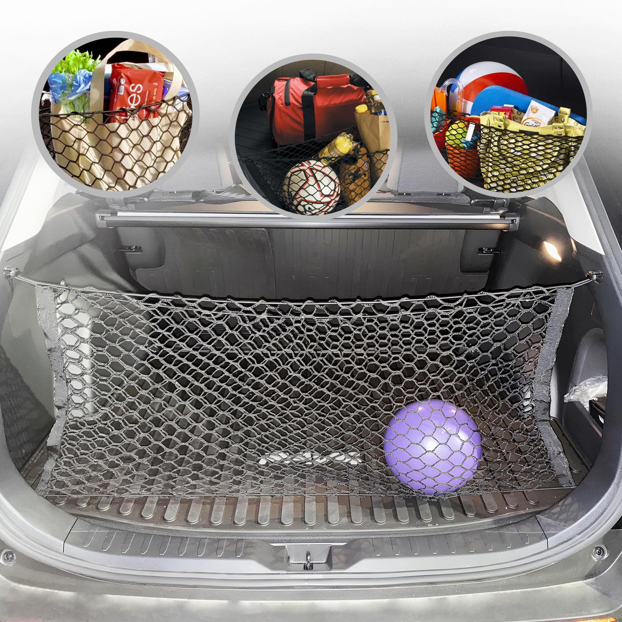 Trunk Envelope Style Mesh Cargo Net for Toyota RAV4 Rav4 Hybrid Prime 2019-2023 - Car Accessories - Premium Trunk Organizer and Storage - Vehicle Carrier Organizer for Toyota RAV4