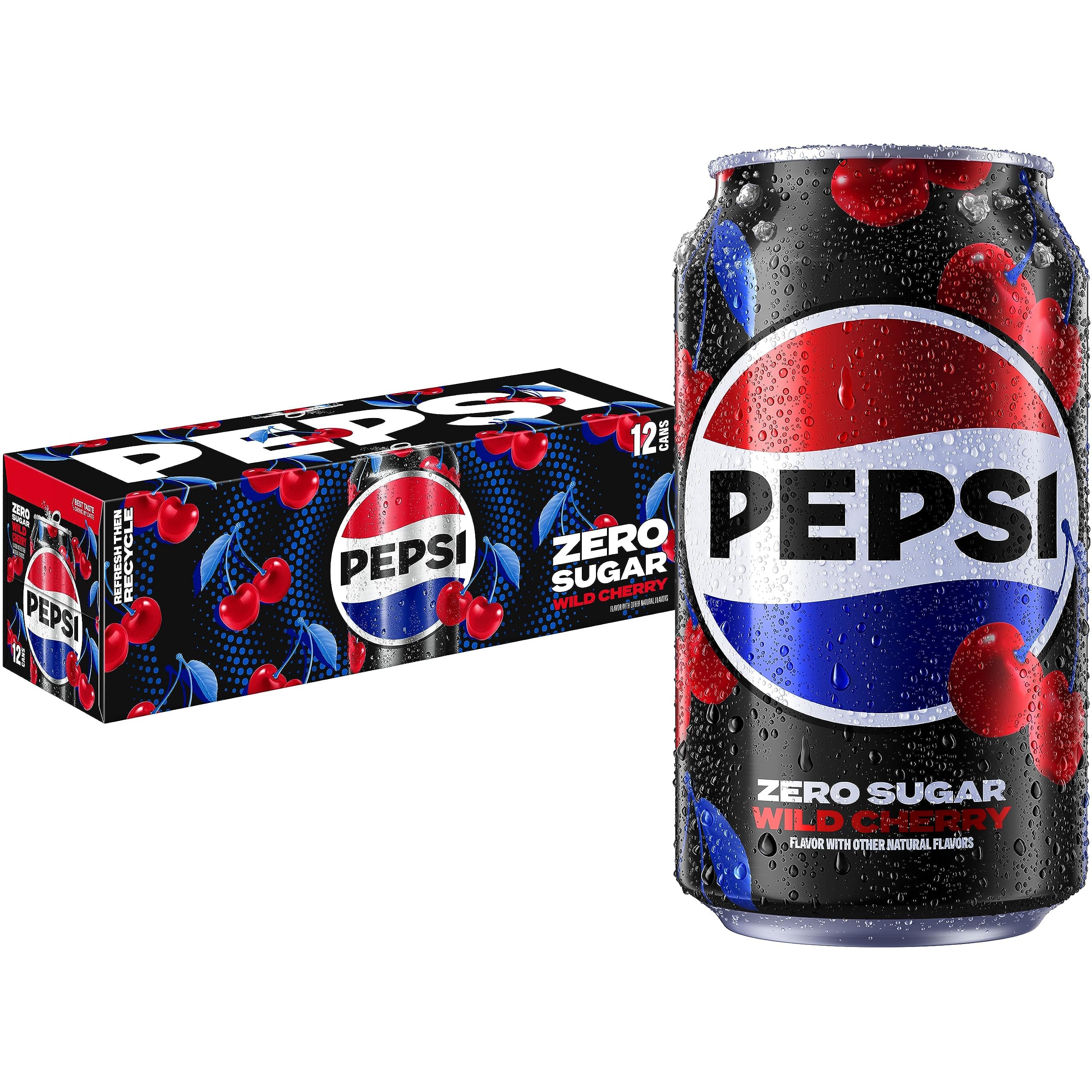 Pepsi Zero Sugar Wild Cherry 12-12 fl oz Cans (Pack of 24)
