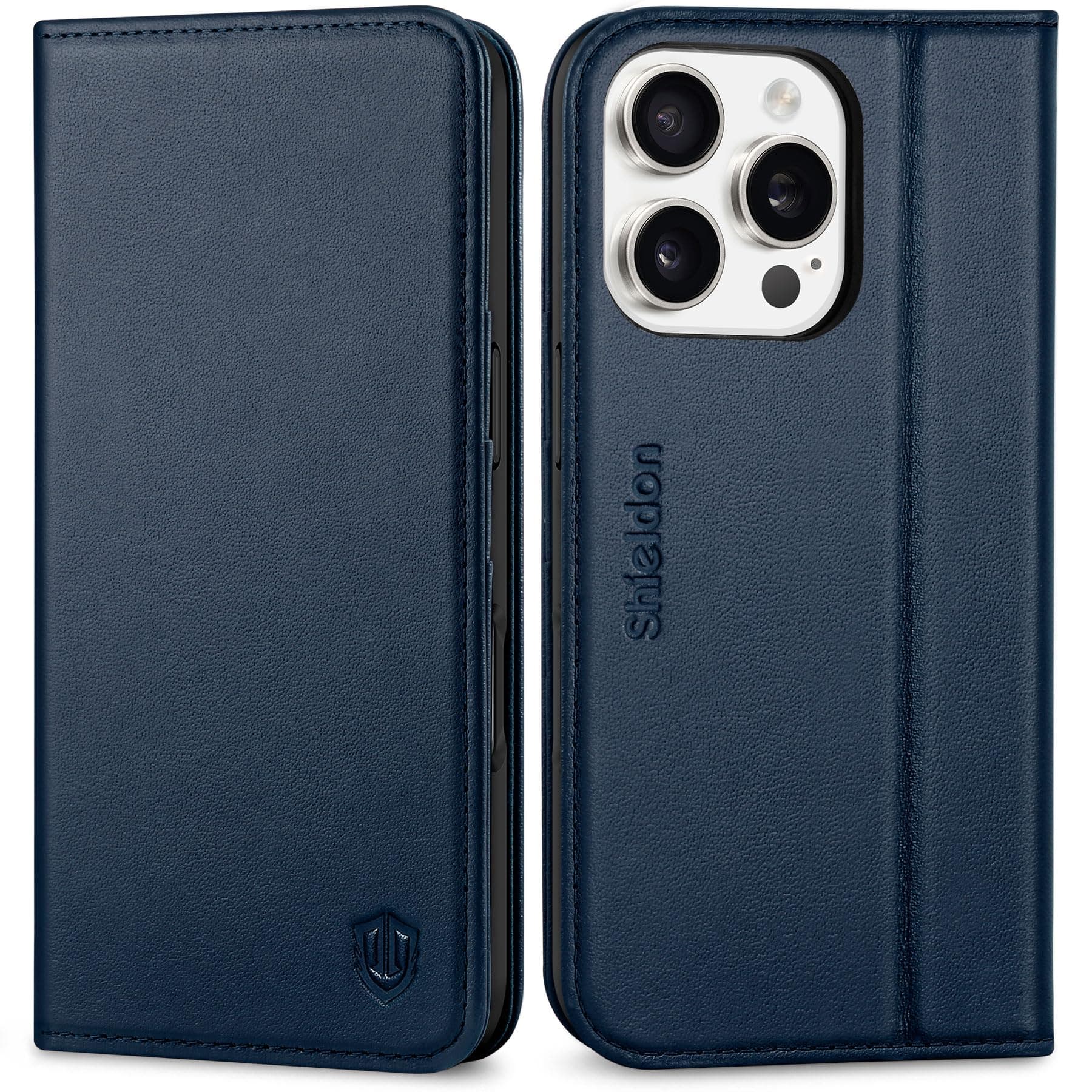 Sponsored Ad – Wallet Case for iPhone 16 Pro, Genuine Leather Shockproof Folio Case with [Card Holder][RFID Blocking][Viewing Stand][TPU Shell] Magnetic Flip Cover Compatible with iPhone 16 Pro - Navy Blue