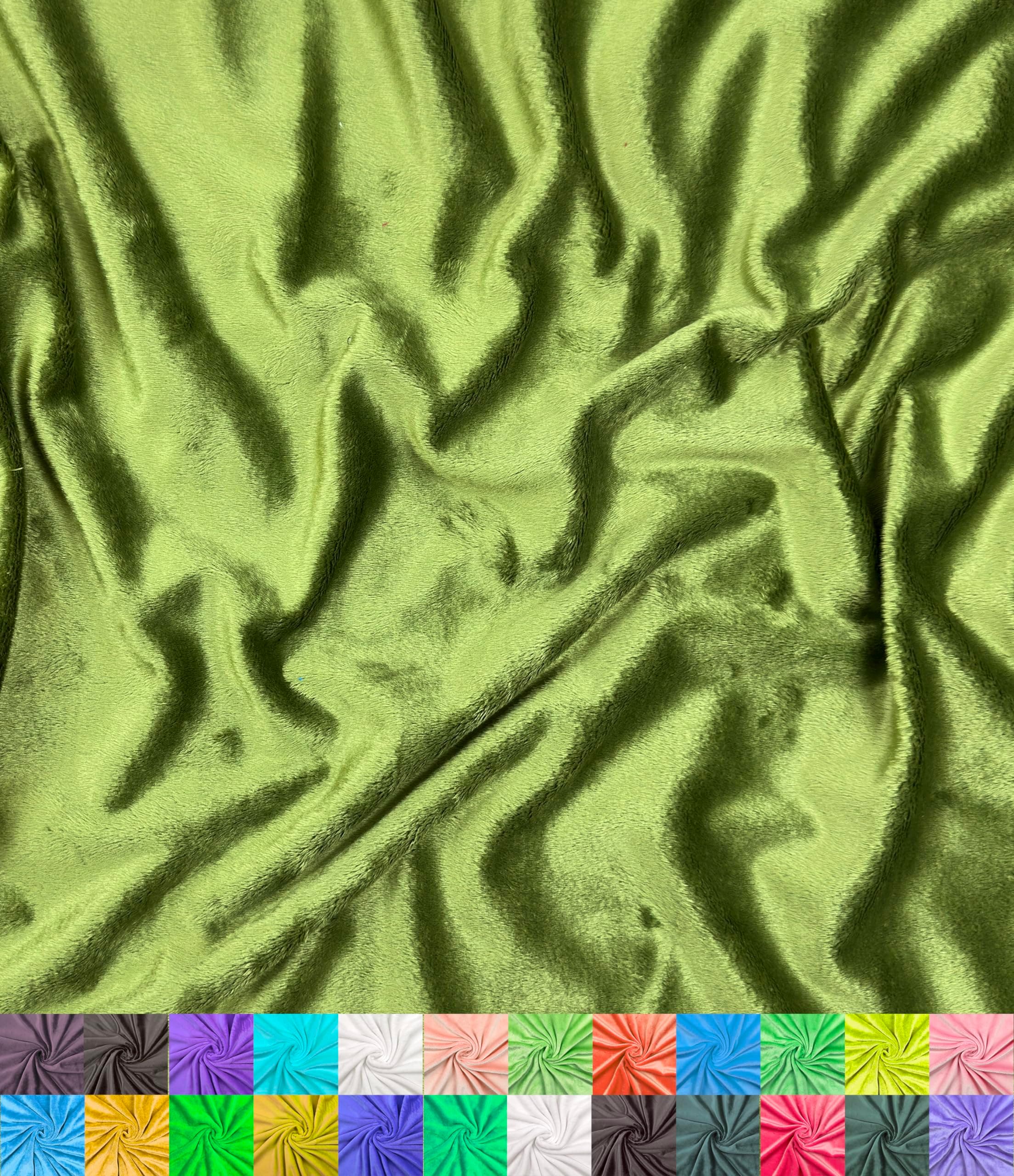 Barcelonetta | Minky Fabric | Plush, Super Soft, Cuddle | Solid Minky | by The Yard | 60" Wide | Baby Blanket, Change Station Cover, Pillow, Scarf, Beanie (Olive, 2 Yard)