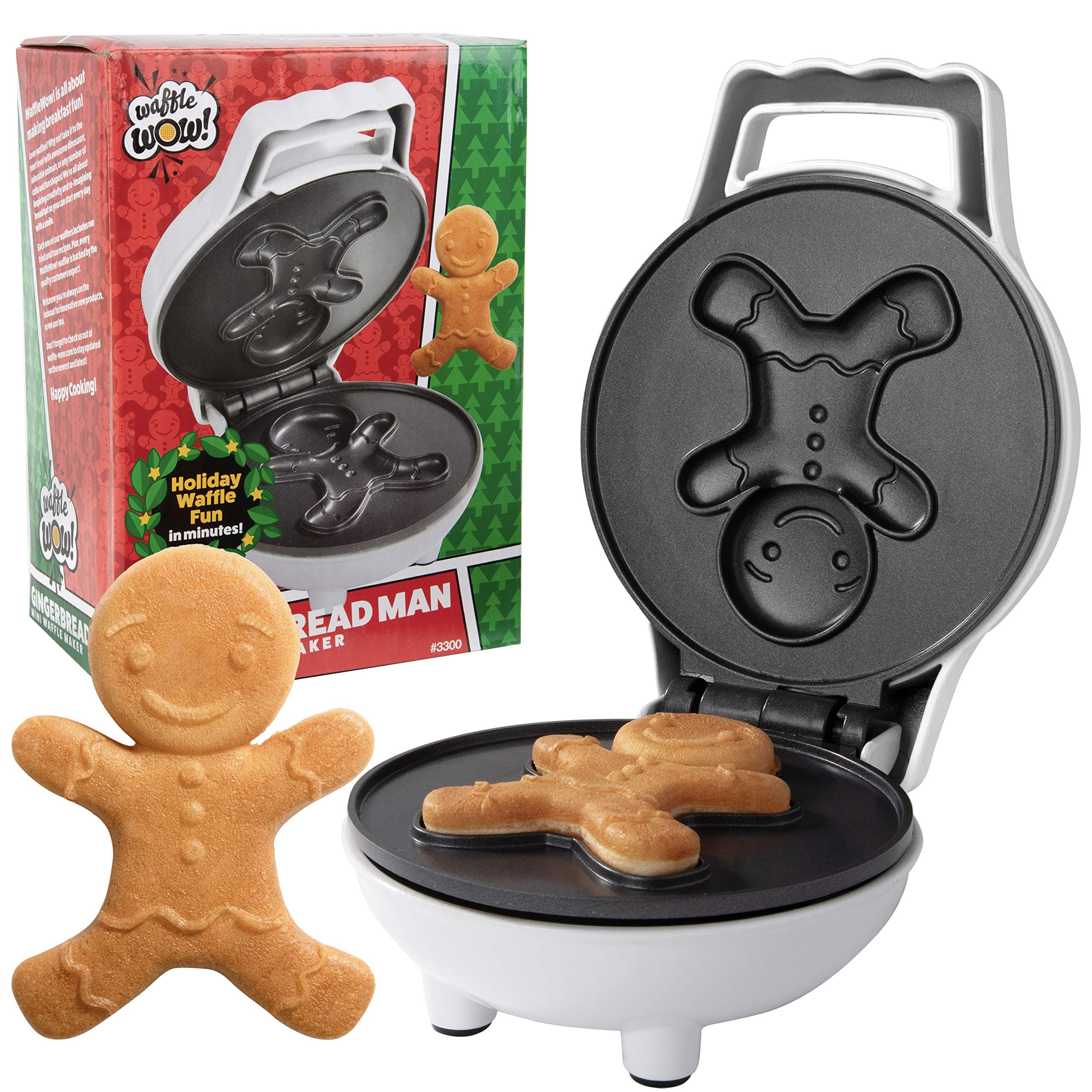 Mini Waffle Maker for Gingerbread Man - Make this Christmas Special for Kids with 4" Waffler Iron, Non-Stick Electric Appliance, Fun Gift for Parties and Parties