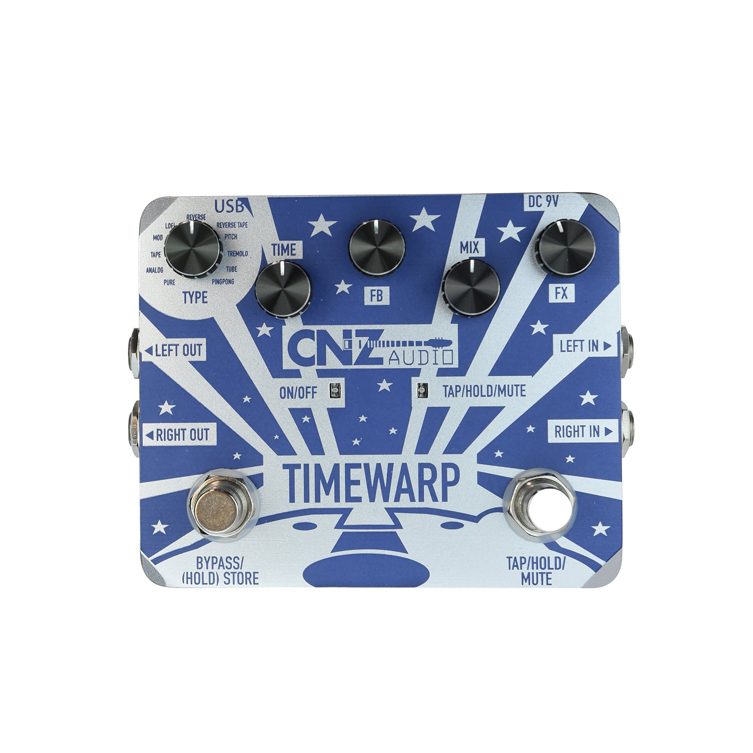 CNZ AudioTime Warp - Multi-Delay Guitar Effects Pedal, Dual Input & Output
