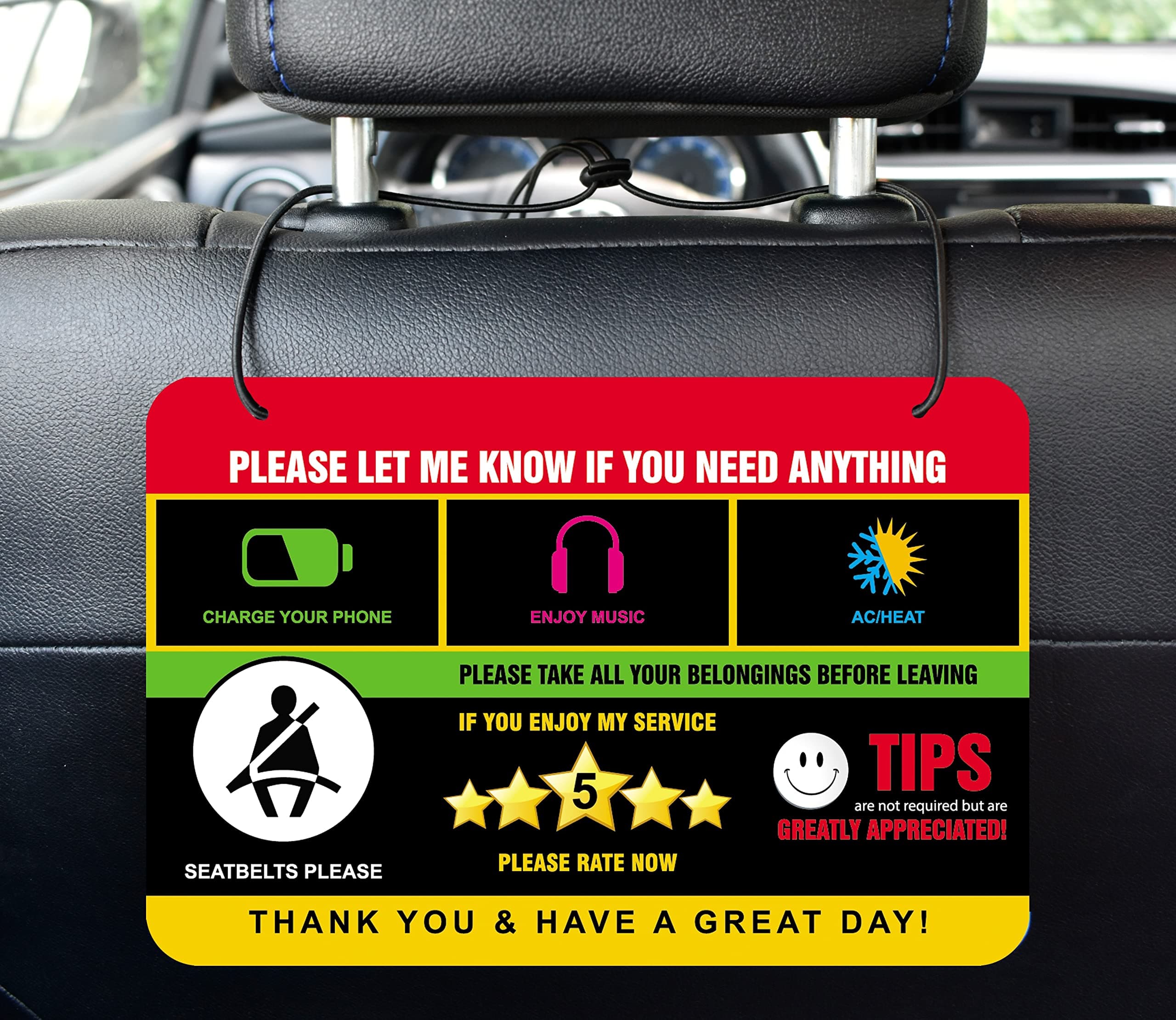 Rideshare Rating Tips Accessories Driver Signs Display Card (Pack of 2) – All You Need for Your Business