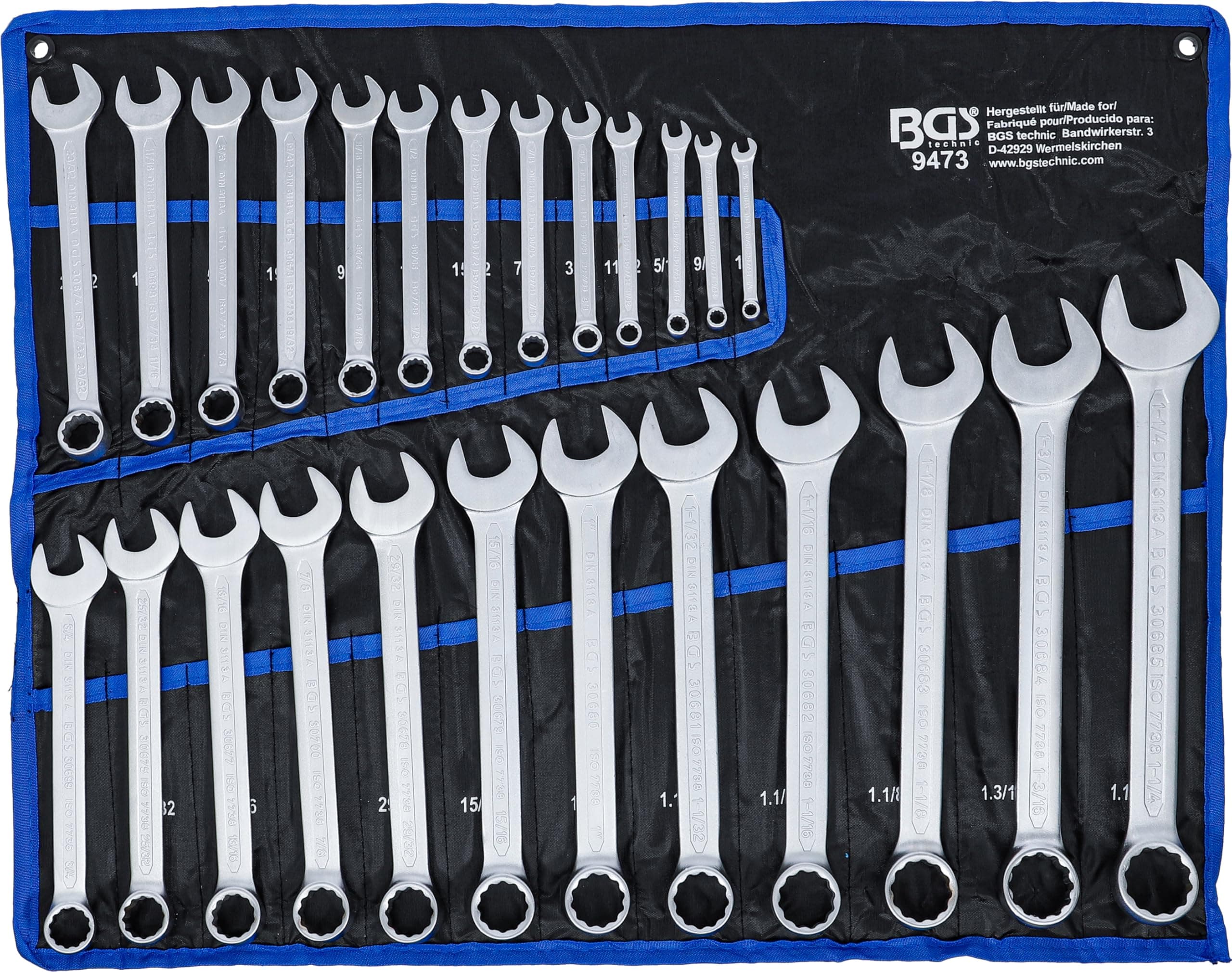 9473 | Combination Spanner Set | Inch Sizes | 1/4" - 1.1/4" | 25 pcs.
