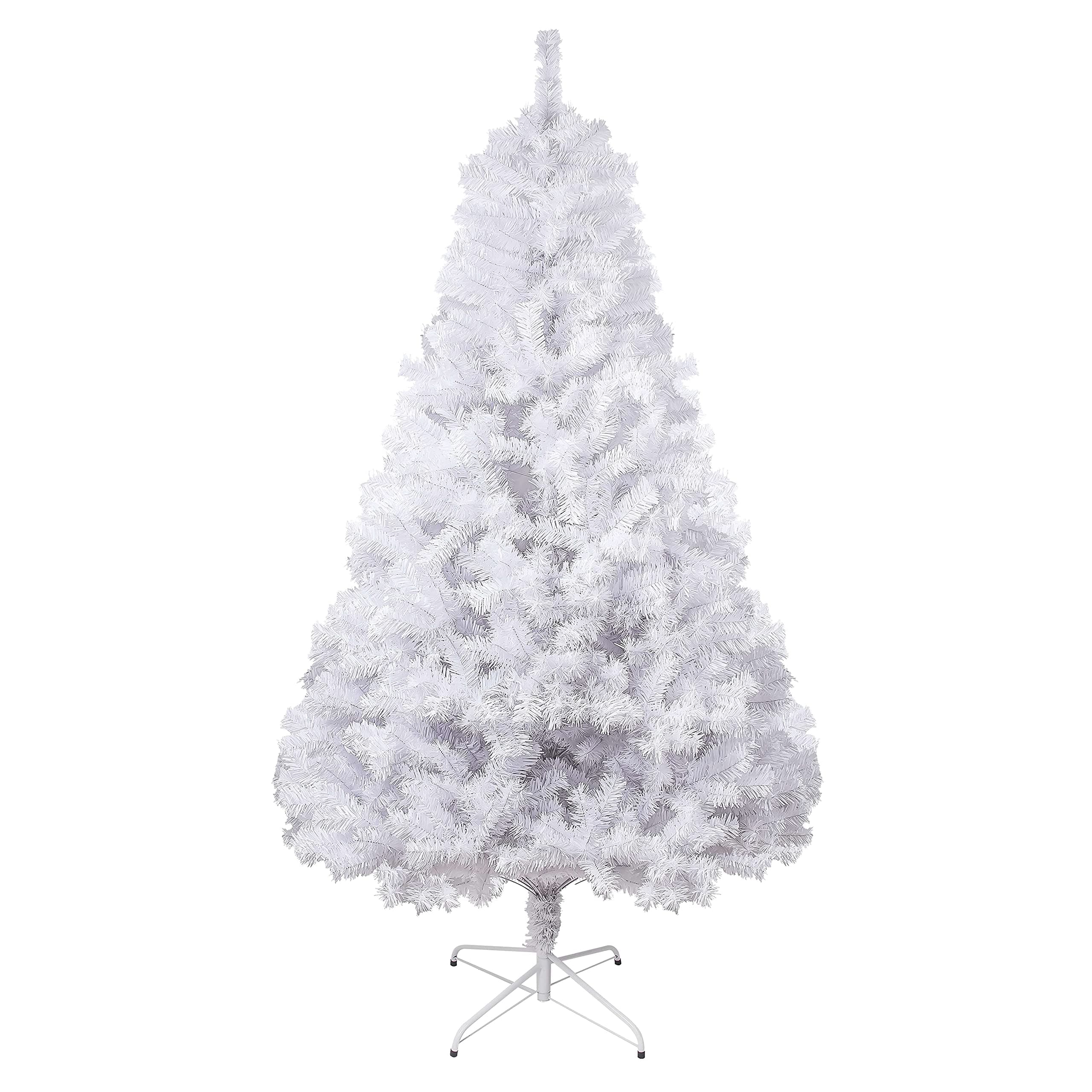 7.5FT 1,800 Tips Artificial Christmas Pine Tree Fake Xmas Spruce Trees Holiday Decoration with Metal Stand Easy Assembly for Outdoor and Indoor Decor White