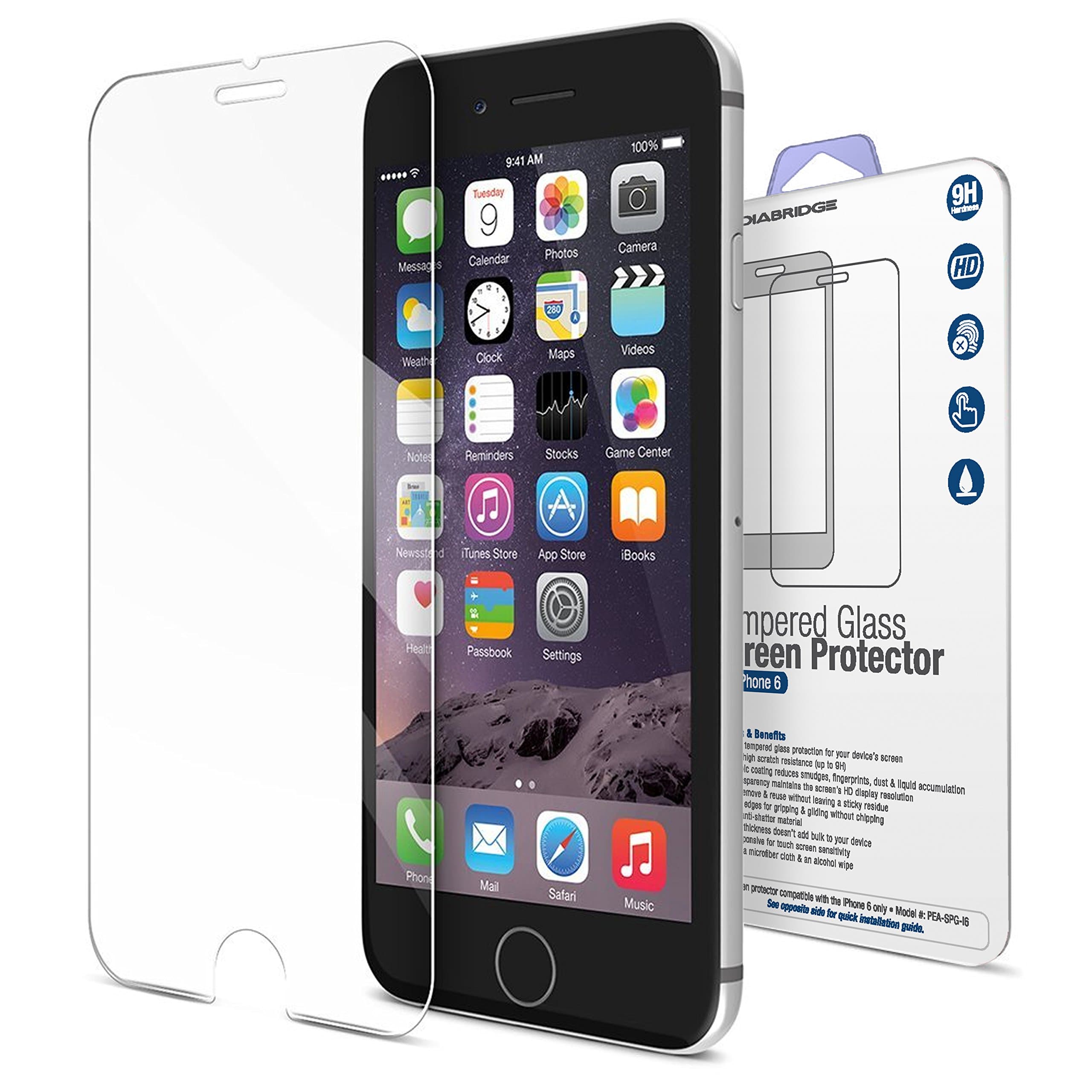 Mediabridge™ iPhone 7 / 6s/ 6 Screen Protector – Premium Tempered Glass – Anti-Scratch and Anti-Smudge – Easy Install (Part# Pea-SPG-I6)