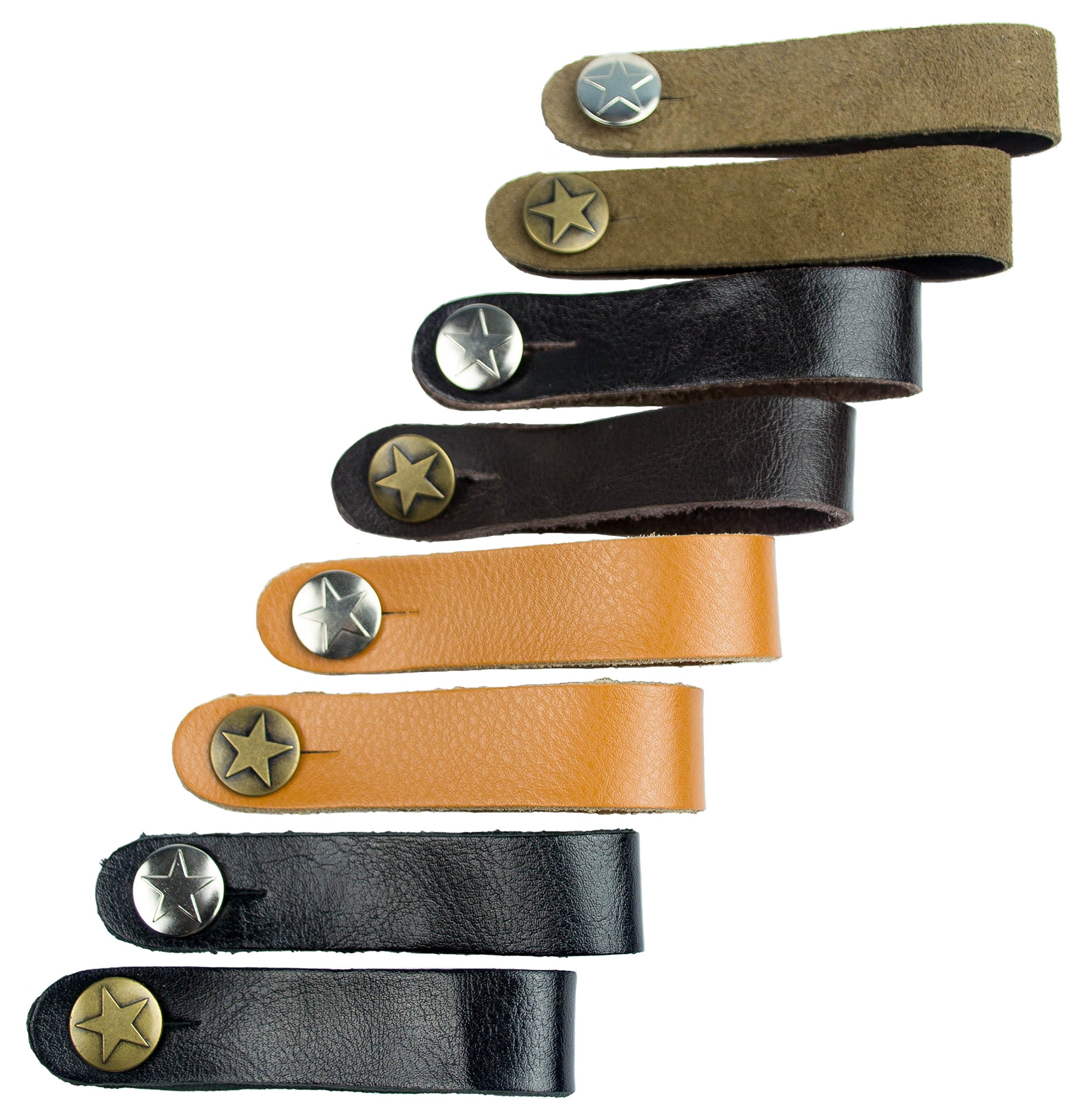 Genuine Leather Acoustic Guitar Strap Button - Single Strap (Dark Brown with Gold Button) - by Cavalry Straps