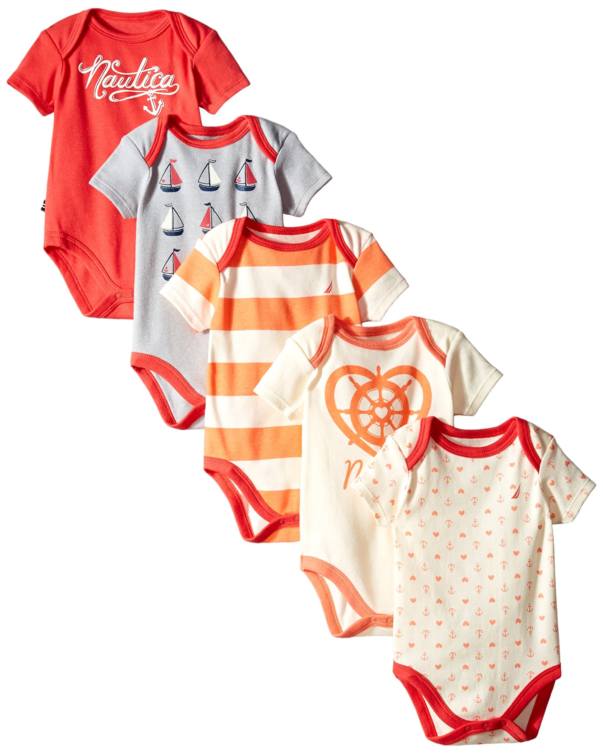 Nautica Girls' 5 Pack Bodysuits