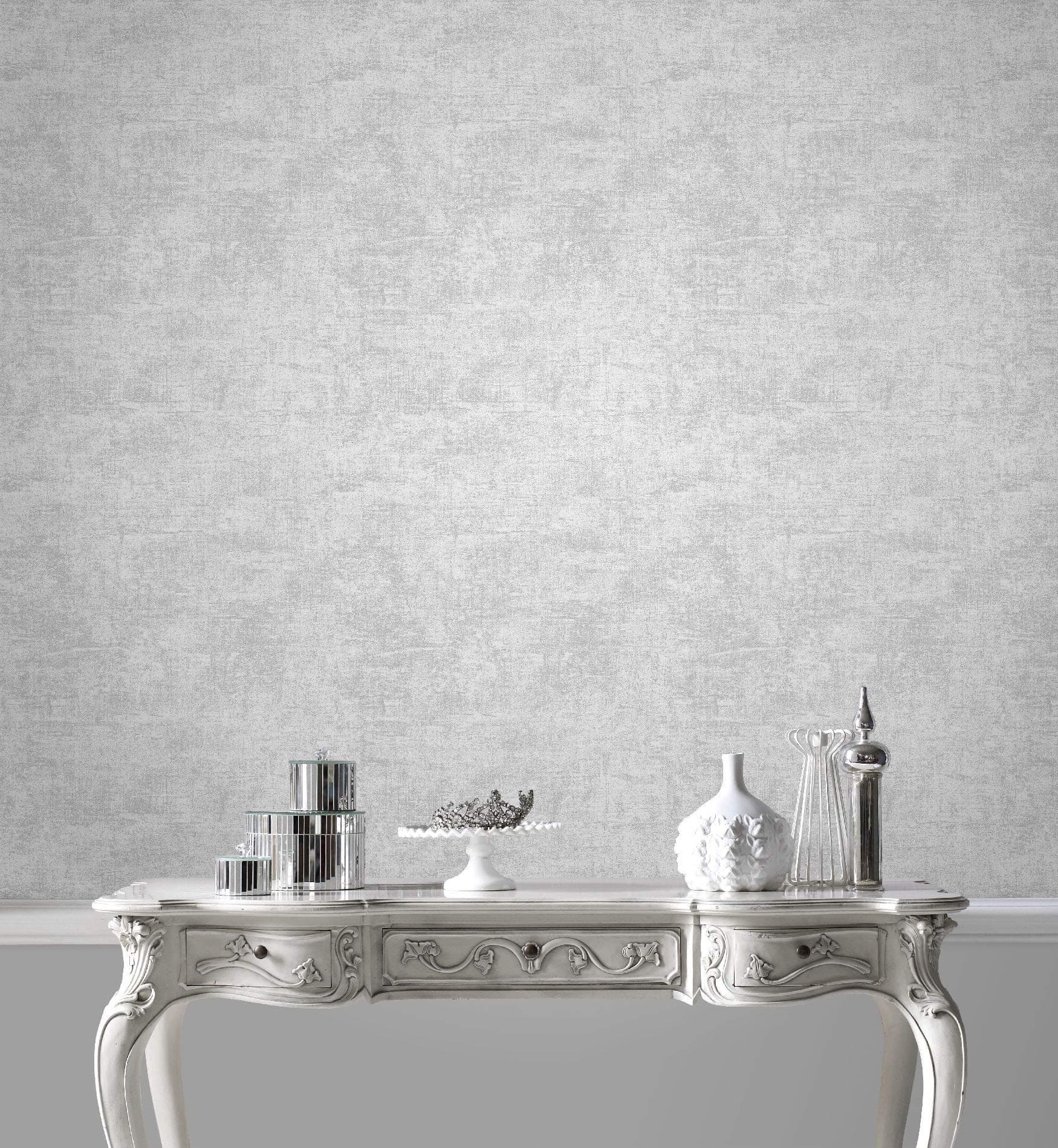 Boutique Balmoral Silver Metallic Textured Plain Wallpaper