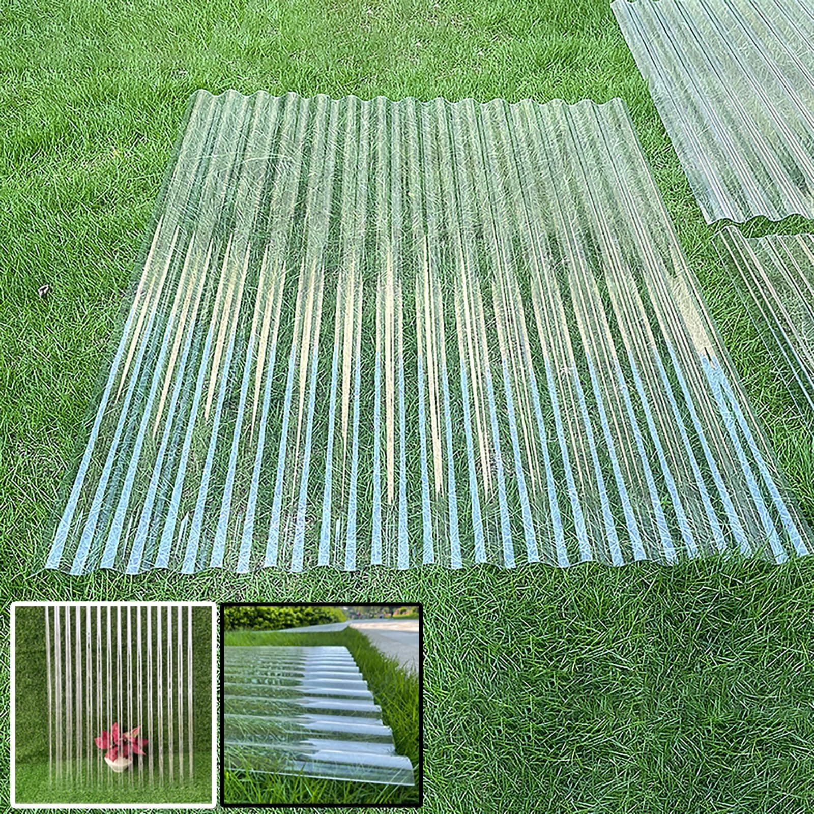 Clear Roofing Panel, 1mm Corrugated Roofing Panels, Cladding Walling Sheeting, Fiberglass Daylighting Panels, Greenhouse Shed Roof Panel, Roofing Sheet, Easy to Roll and Cut(Clear,35x79in)