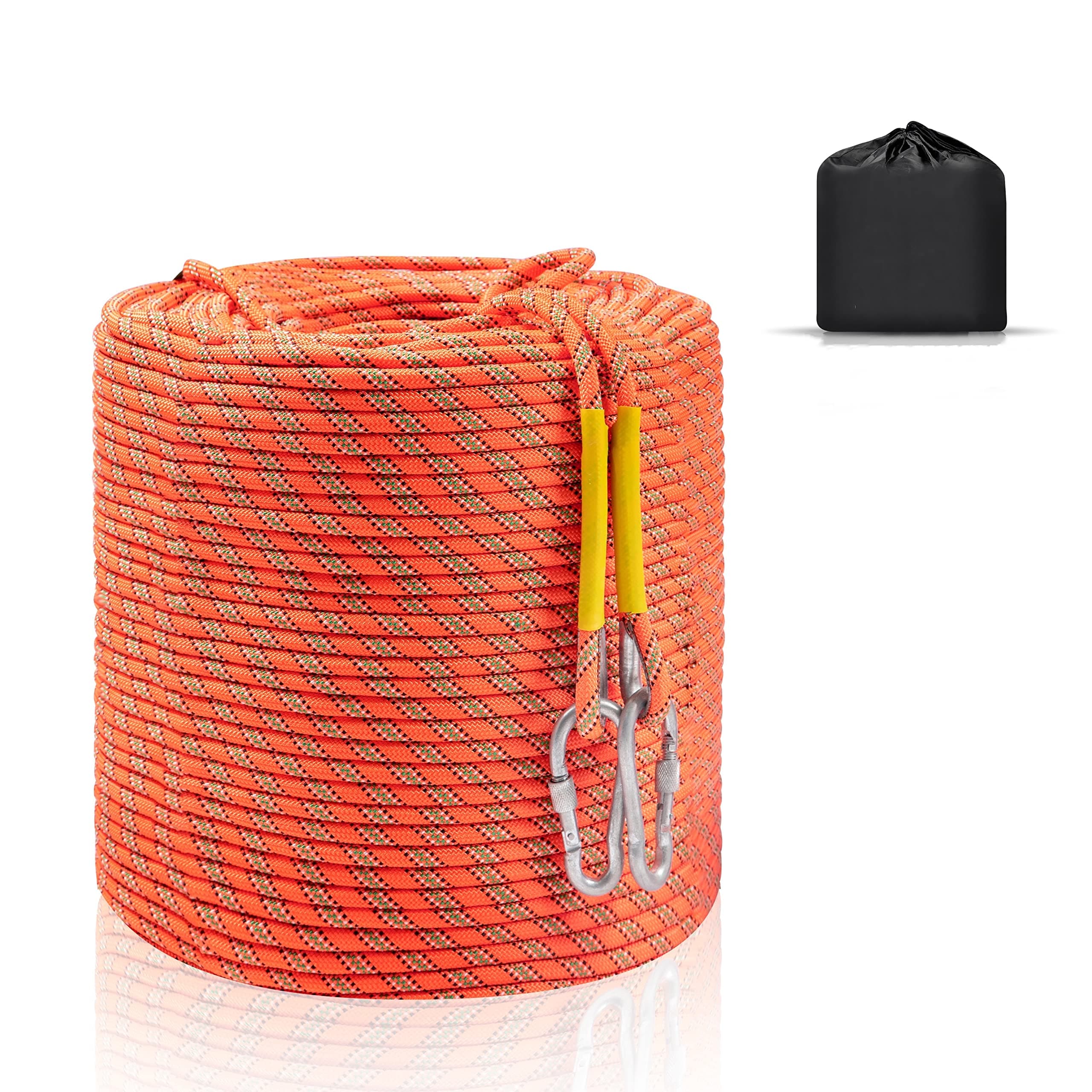 Climbing Rope, Dynamic Rock Climbing Rope, Braided Polyester Arborist Rigging Rope, Escape Equipment in 32ft/64ft/96ft/160ft/230ft/500ft/985ft with Carry Bag (64ft/20m)