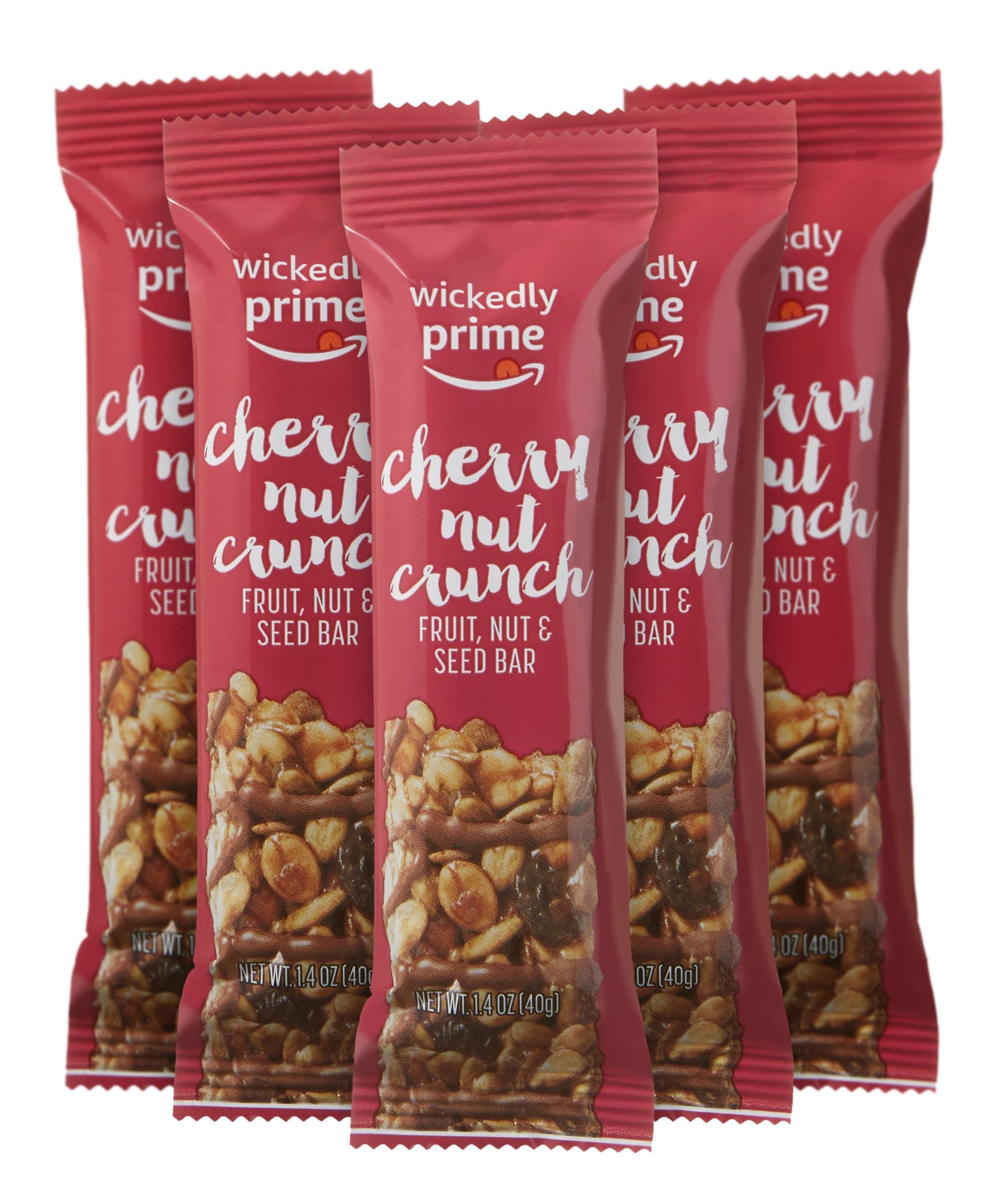 Amazon Brand - Wickedly Prime Fruit, Nut & Seed Bar, Cherry Nut Crunch, 1.4 Ounce, 5 Count