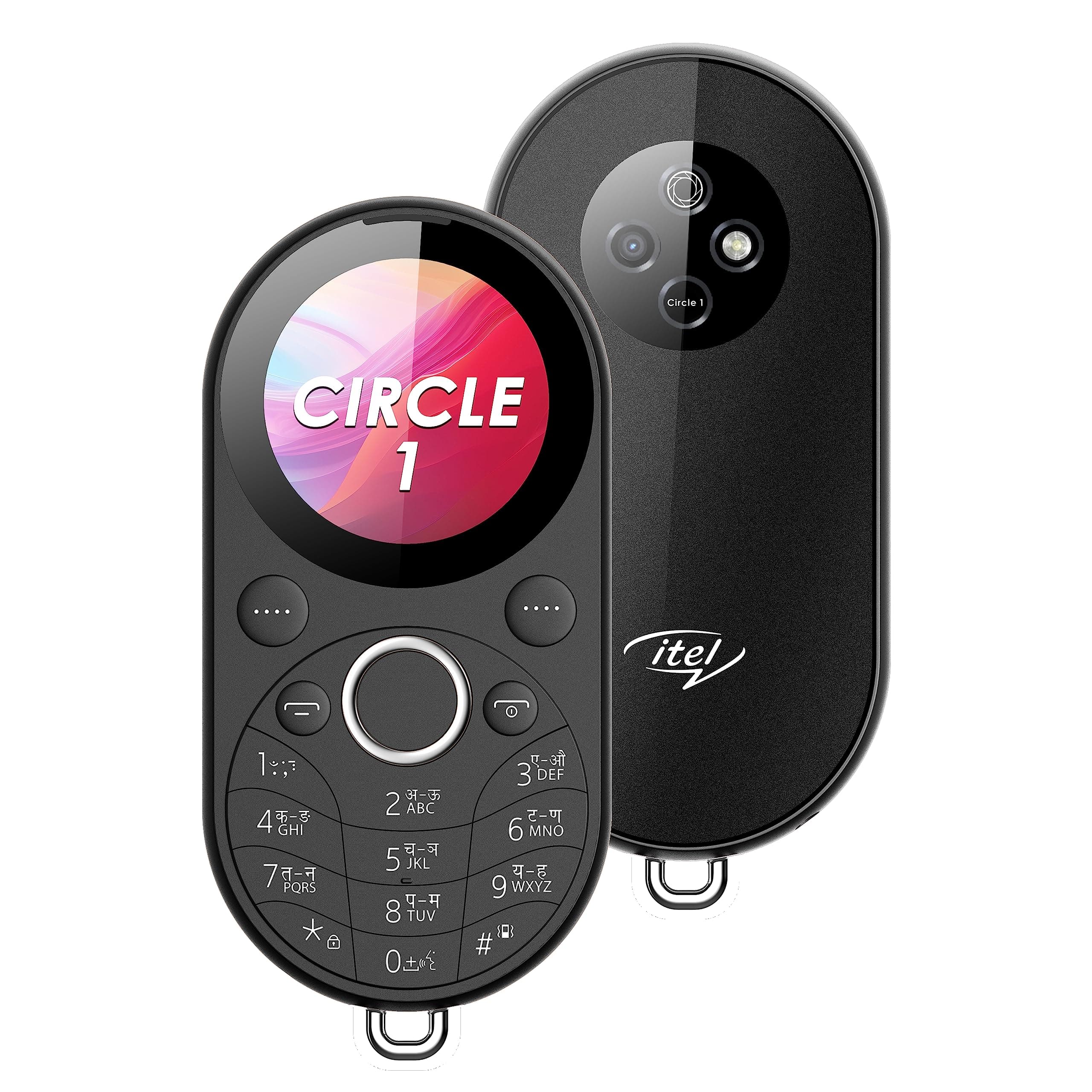 itel Circle 1 | Unique Design with Round Screen Mobile Phone | 500mAh Battery | 1.32" Display BT Call | Black