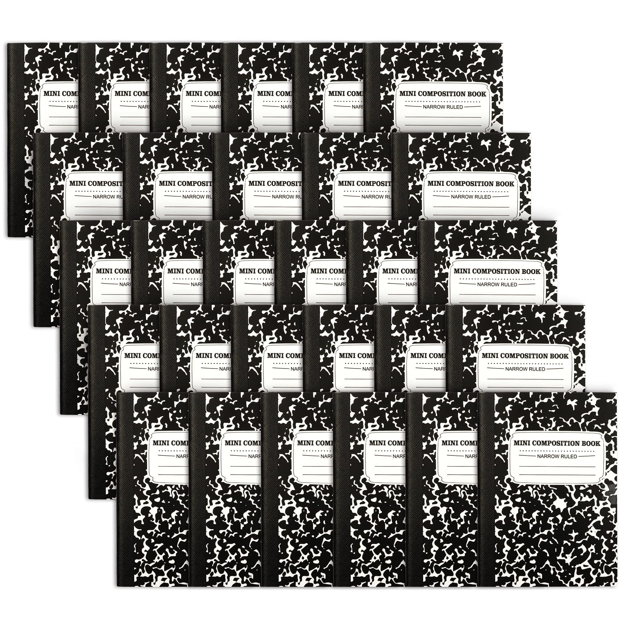 - feela Mini Composition Notebook, Cute 30 Pack Black Narrow Ruled Mini Composition Books Bulk, Small Pocket Marble Journal Notebooks for Kids Students College Office, Pocket Size 4.5 x 3.25 in