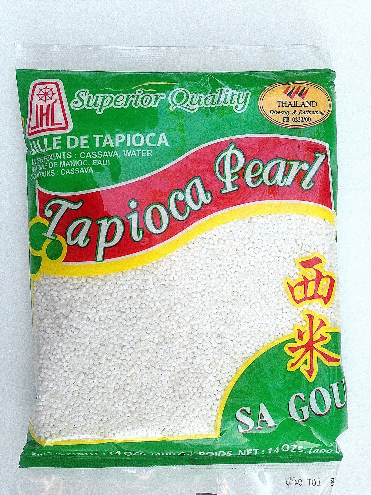 JHL Tapioca Pearls, Tapioca Balls, Tapioca Pearls Small 14 Oz. Bags, Made From Cassava (3 Pack) (White)