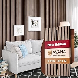 Avana Acoustic Wood Wall Panels – 47.2 X 12.6 Walnut Acoustic Panels Set of 2 – Wall Panels For Interior Wall Decor for Homes, Offices, Studios – Modern Sturdy And Durable Wood Panels For Wall
