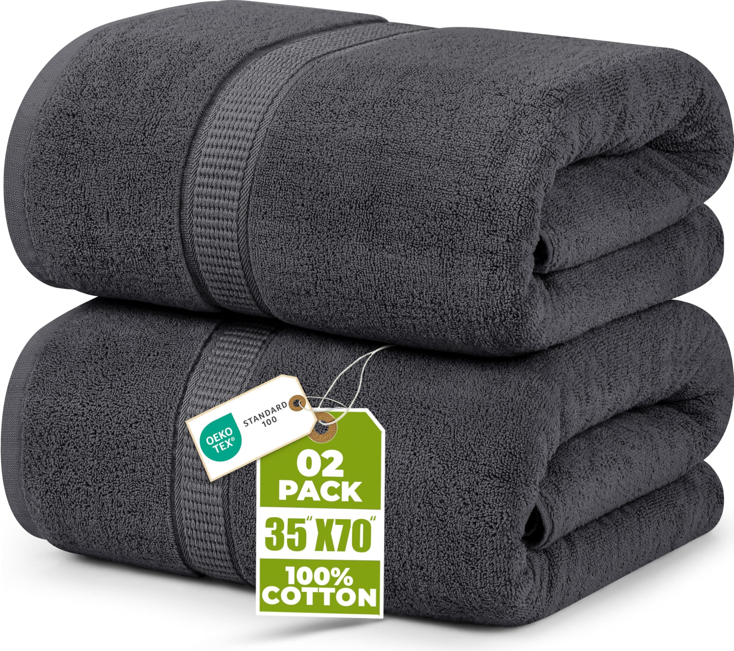 Utopia Towels Cotton Extra Large Bath Towels/Bath Sheets (Grey, 35 x 70 inches) Pack of 2