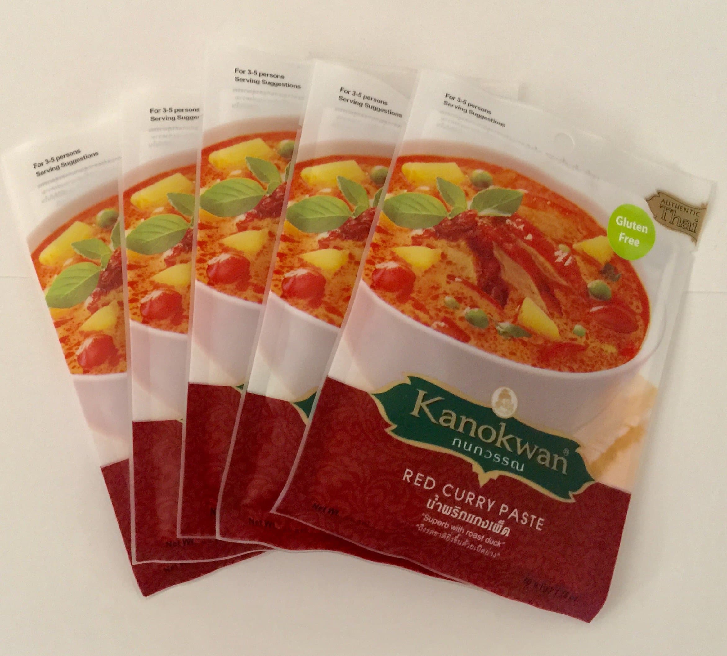 Red Curry Paste (Kaeng Ped)Thai Authentic Herbal Food Net Wt 50 G (1.76 Oz.) Kanokwan Brand X 5 Bags
