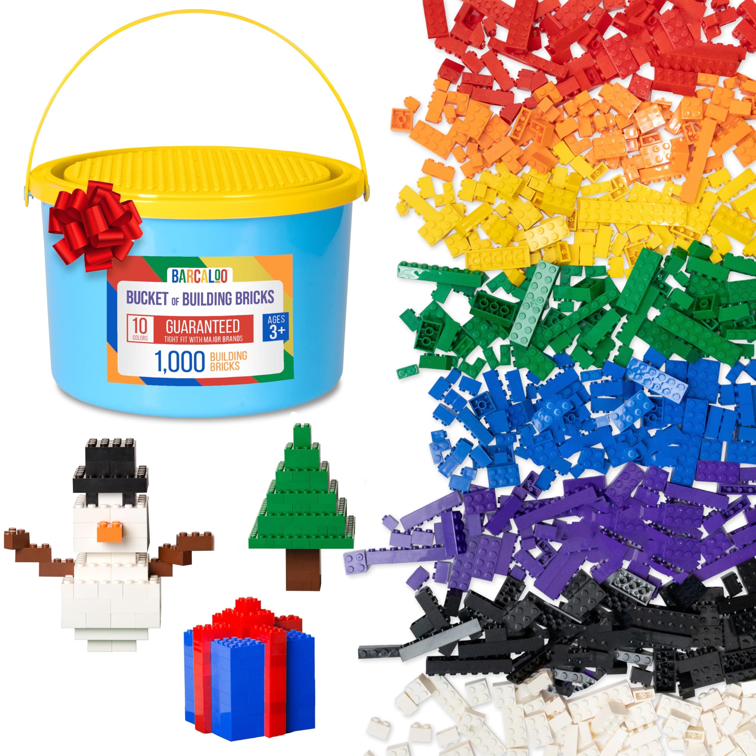 1000 Piece Building Bricks Play Set, 10 Classic Colors Bulk Building Blocks, Generic Brick Building Parts, for Boys and Girls, Assorted Tub Classic Colors
