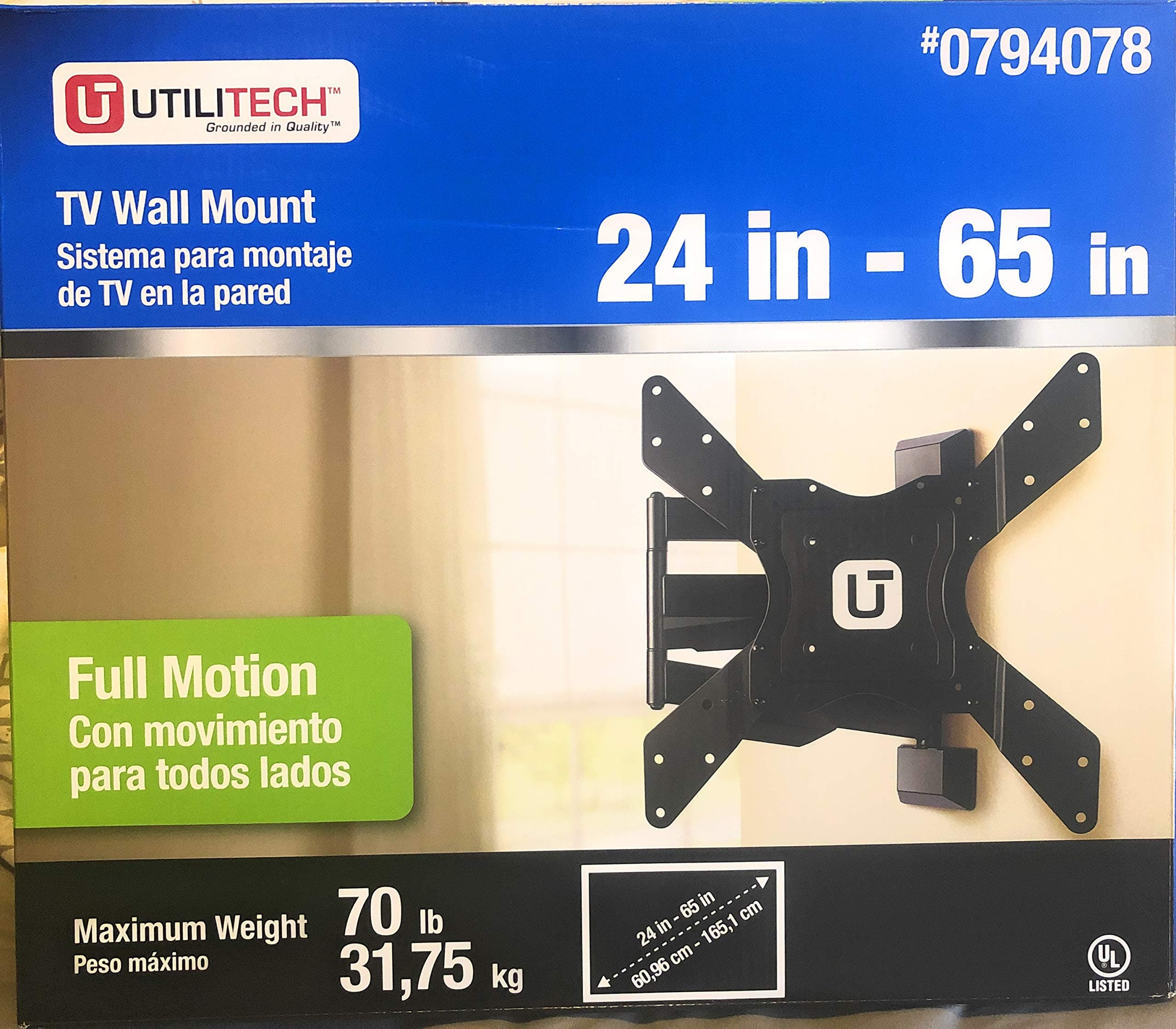 UtilitechFull Motion TV Wall Mount 24''-65'', TV Stand Wall Bracket, TV Accessories
