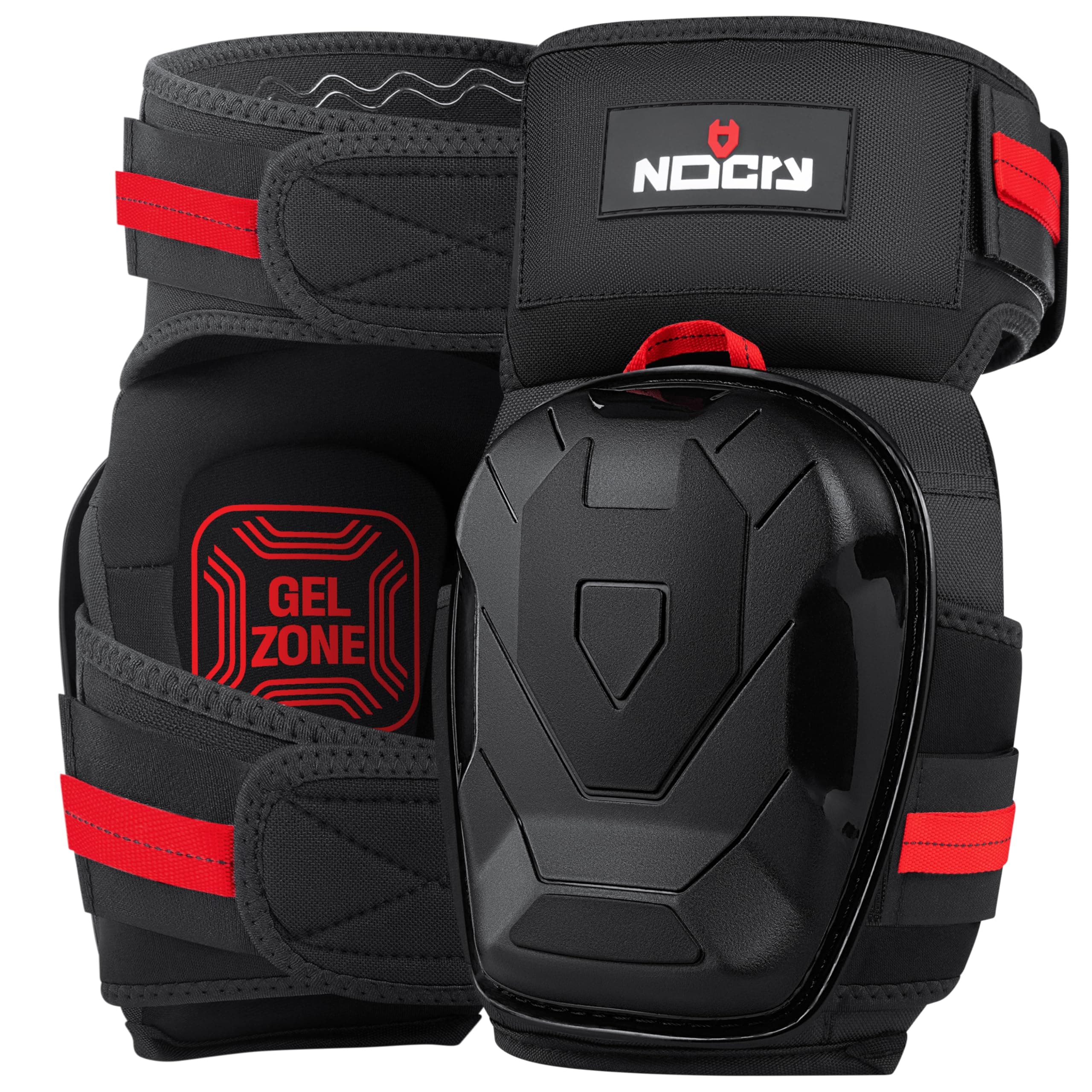 NoCry Professional Work Knee Pads for Men Construction with Ankle Support and Heavy Duty Anti-Slip Cap — Foam Cushion and Extra Thick Gel Padding — Reinforced Thigh & Shin Straps