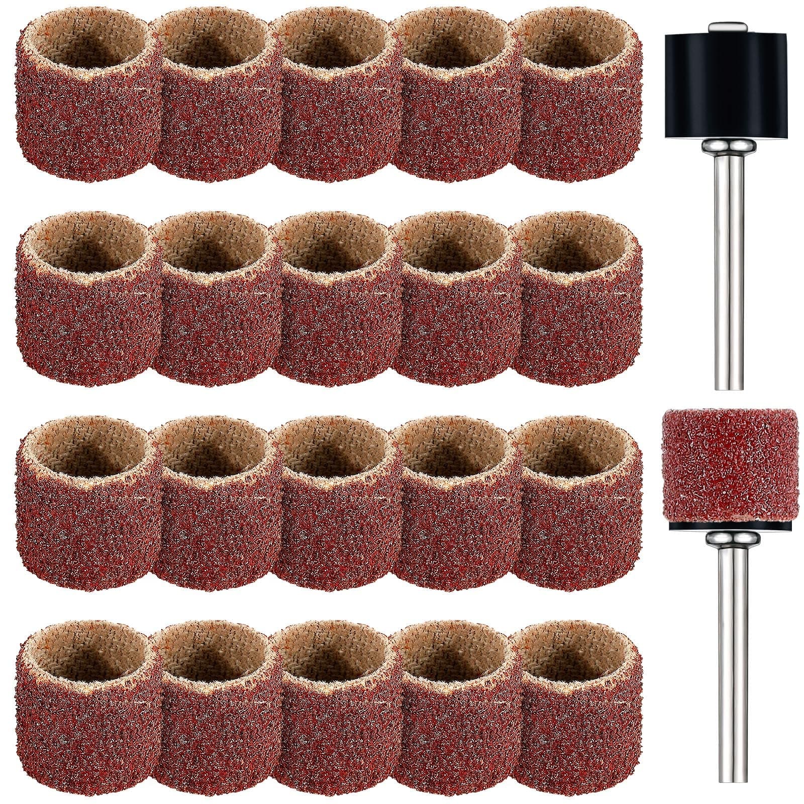 22 Pet Nail Grinder Replacement Kit with Grit Sanding Bands Pet Smoother Claw Care Black Grinding Drums Dog Nail Grinder Replacement Dog Claw Grooming Supplies(1/2 Inch 120 Grit)