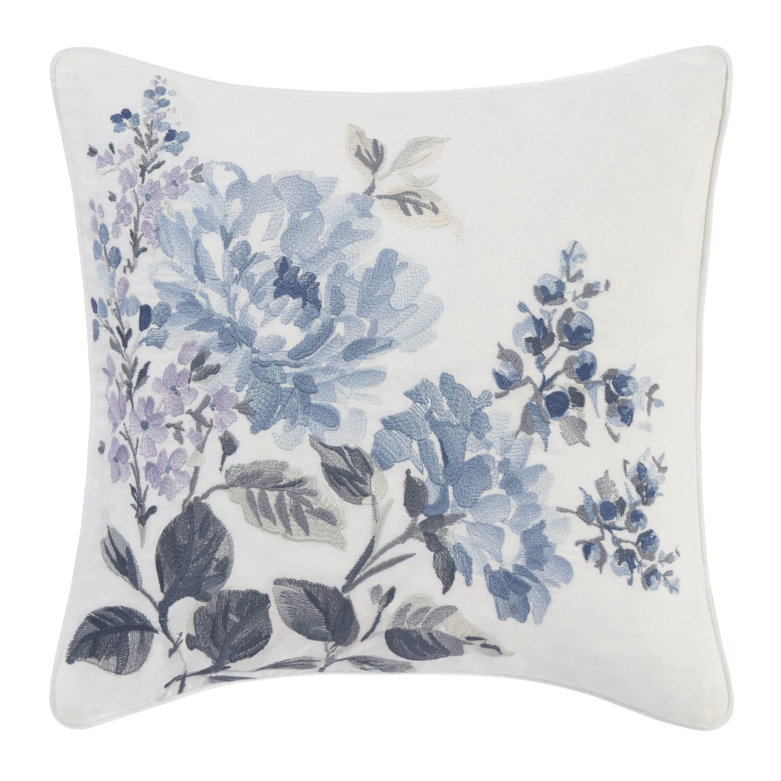 Throw Pillow with Envelope Closure, Elegant Home Decor for Bed or Sofa (Chloe Blue, 16" x 16")